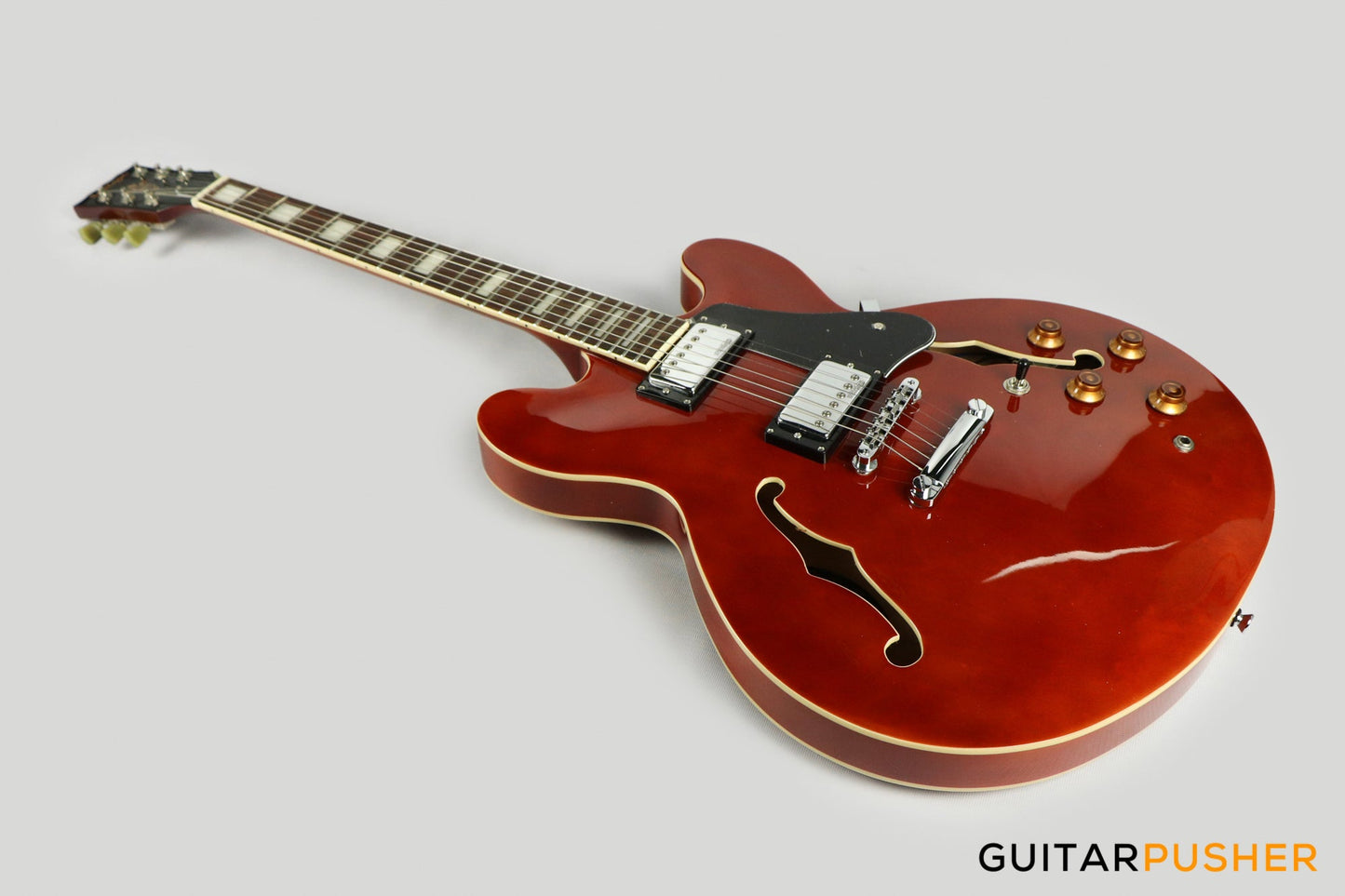 Vintage VSA500 Reissue Semi-Hollow Electric Guitar - Natural Walnut