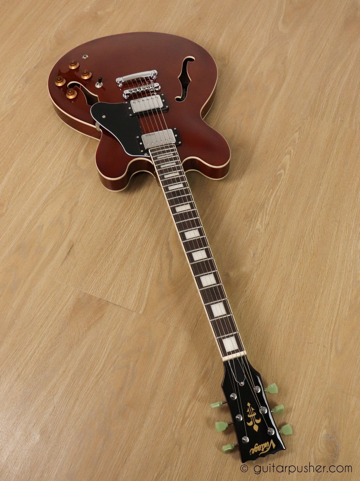 Vintage VSA500 Reissued Semi-Hollow Electric Guitar - GuitarPusher