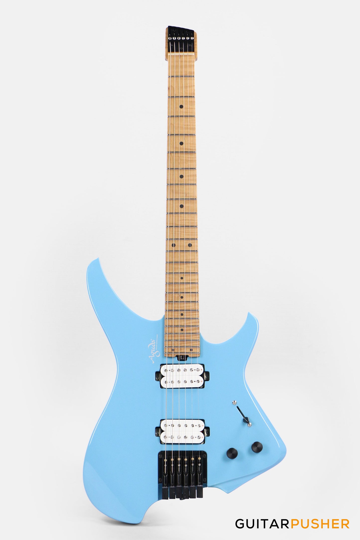Aguda Musicboy Headless Electric Guitar Alder Body Roasted Maple Fretboard - Sonic Blue