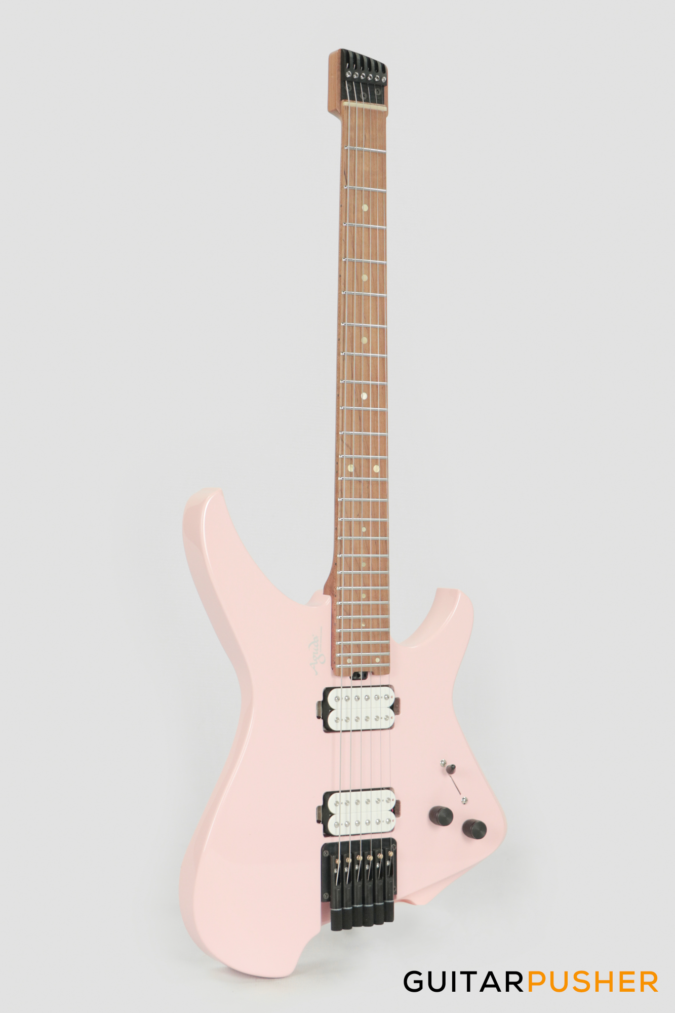 Aguda Musicboy Headless Electric Guitar Alder Body Roasted Maple Fretboard - Shell Pink