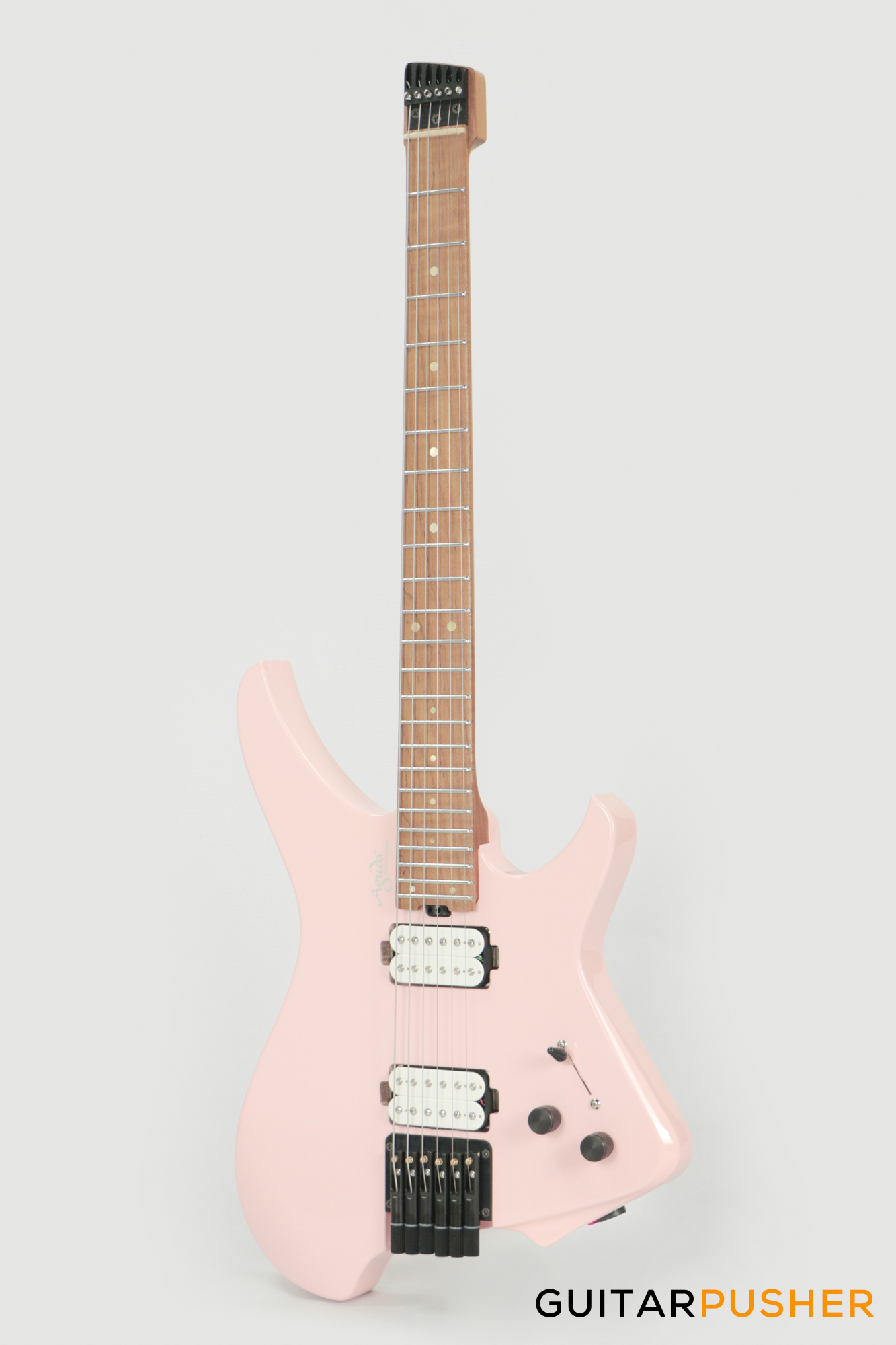 Aguda Musicboy Headless Electric Guitar Alder Body Roasted Maple Fretboard - Shell Pink