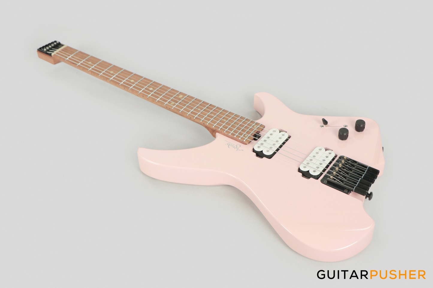 Aguda Musicboy Headless Electric Guitar Alder Body Roasted Maple Fretboard - Shell Pink