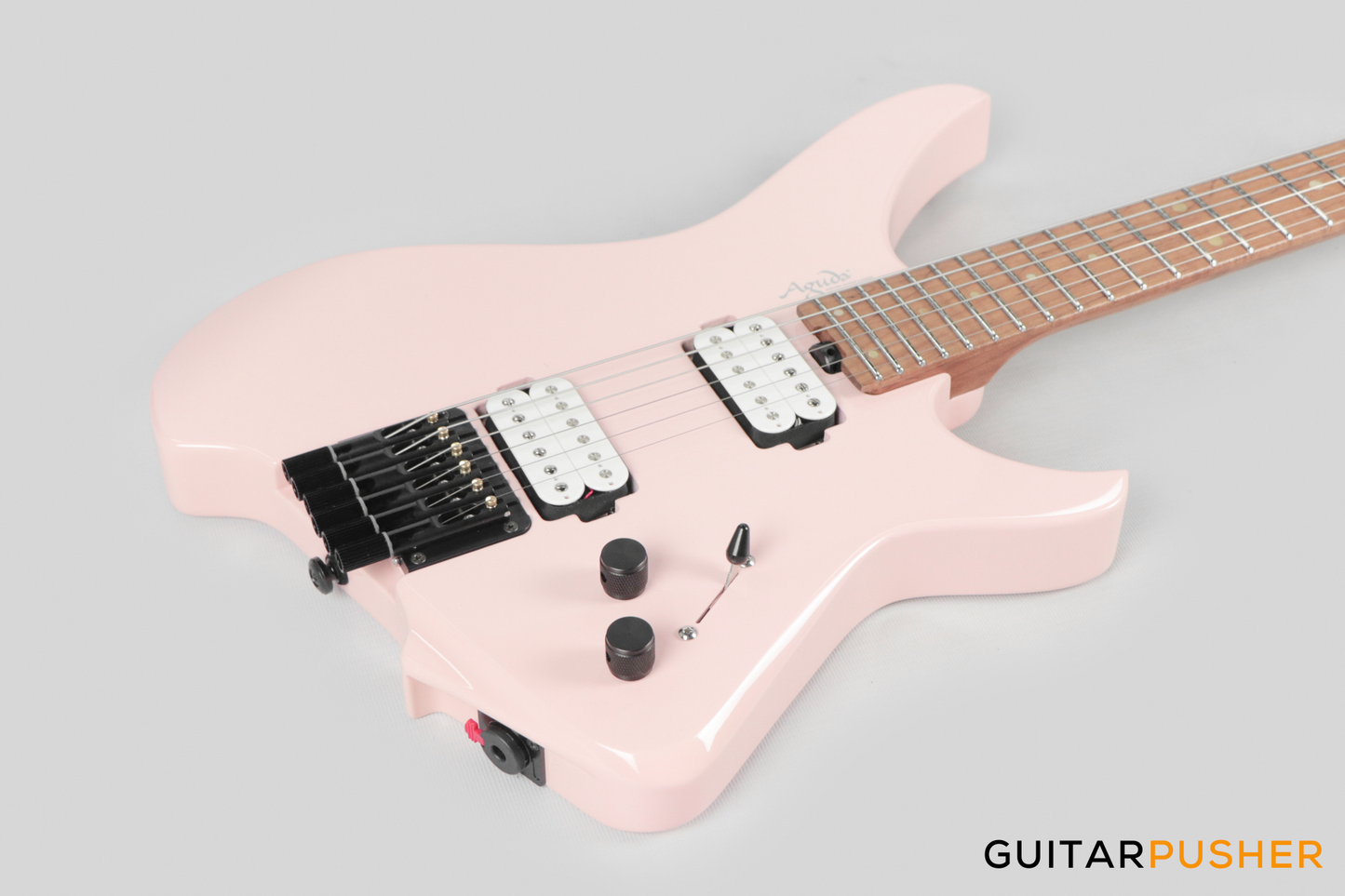 Aguda Musicboy Headless Electric Guitar Alder Body Roasted Maple Fretboard - Shell Pink