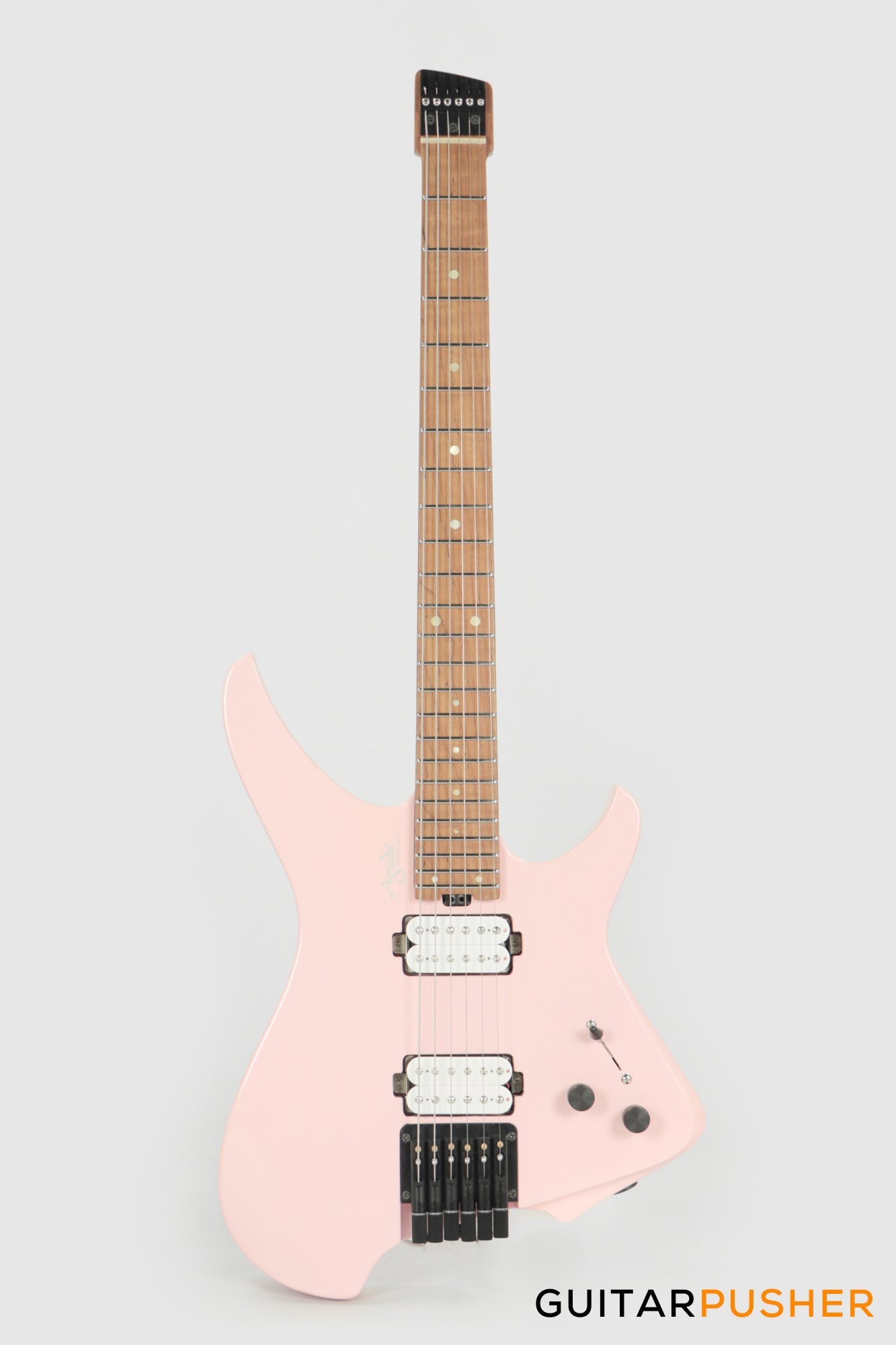 Aguda Musicboy Headless Electric Guitar Alder Body Roasted Maple Fretboard - Shell Pink