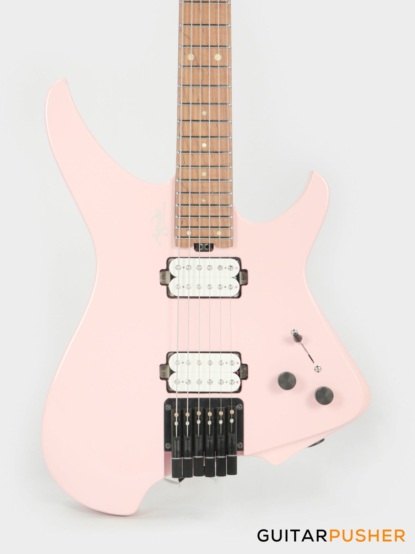 Aguda Musicboy Headless Electric Guitar Alder Body Roasted Maple Fretboard - Shell Pink