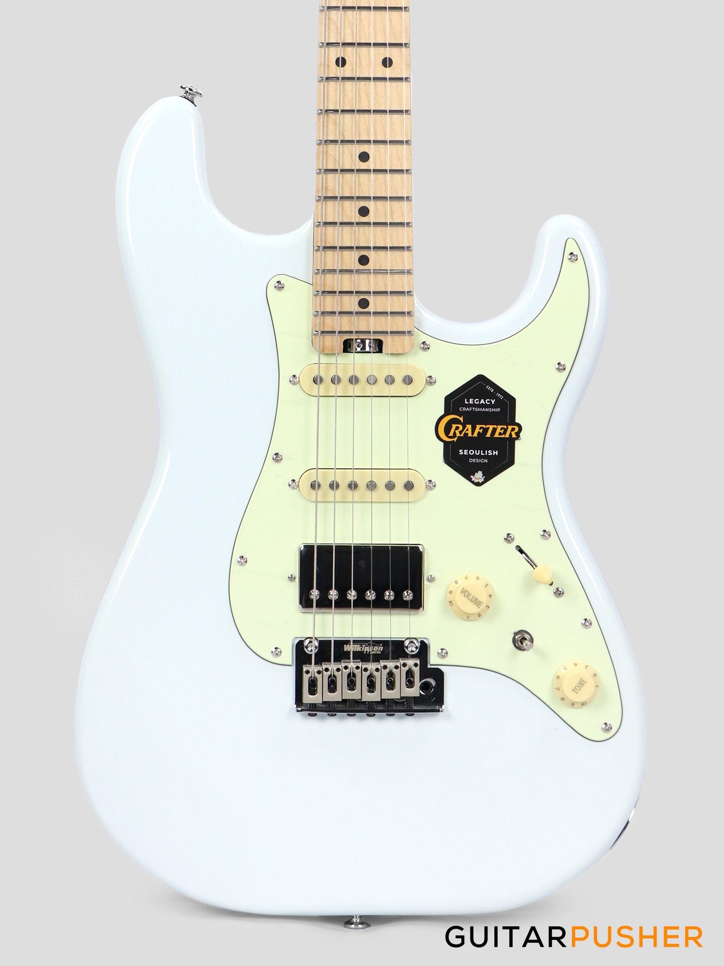 Crafter Guitars Charlotte S MP OW, S-Style HSS Electric Guitar, Roasted Maple Neck/Roasted Maple Fingerboard, w/ Gig Bag - Olympic White