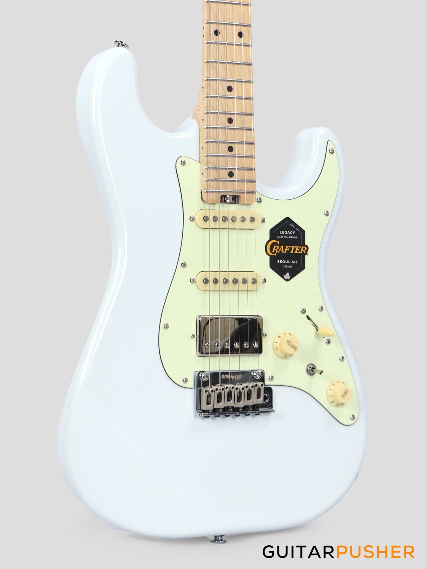 Crafter Guitars Charlotte S MP OW, S-Style HSS Electric Guitar, Roasted Maple Neck/Roasted Maple Fingerboard, w/ Gig Bag - Olympic White
