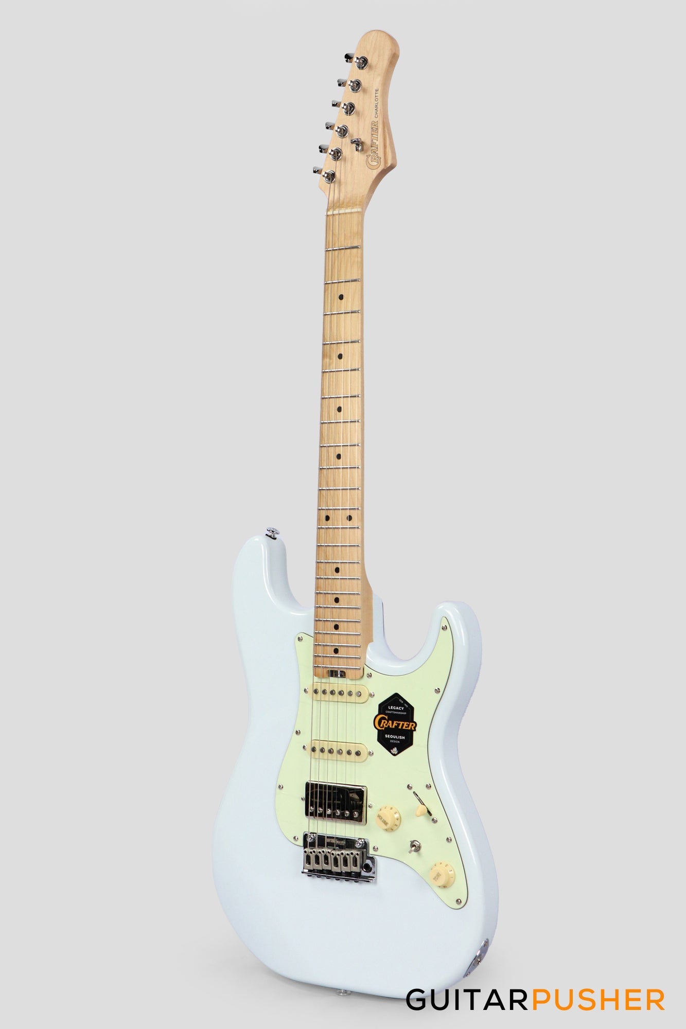 Crafter Guitars Charlotte S MP OW, S-Style HSS Electric Guitar, Roasted Maple Neck/Roasted Maple Fingerboard, w/ Gig Bag - Olympic White