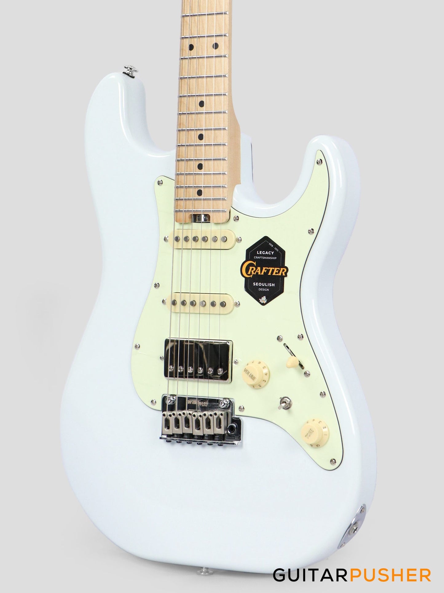 Crafter Guitars Charlotte S MP OW, S-Style HSS Electric Guitar, Roasted Maple Neck/Roasted Maple Fingerboard, w/ Gig Bag - Olympic White