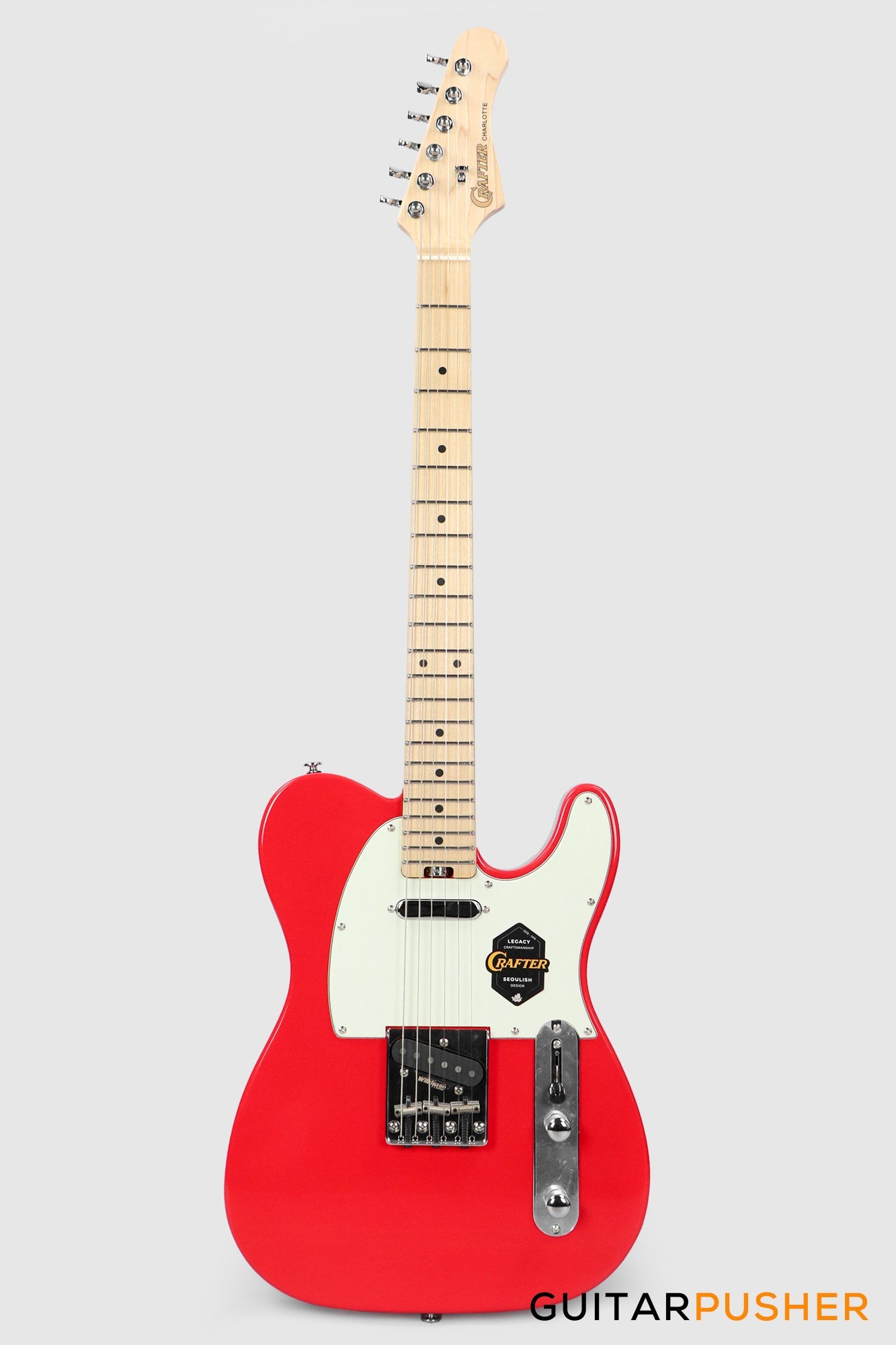 Crafter Guitars Charlotte T MP VR, T-Style Electric Guitar, Roasted Maple Neck/Roasted Maple Fingerboard, w/ Gig Bag - Vintage Red