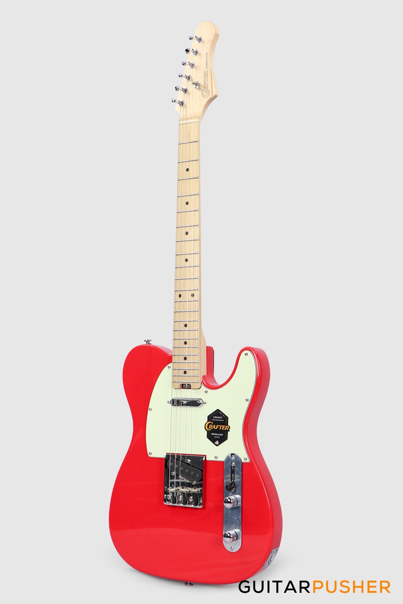 Crafter Guitars Charlotte T MP VR, T-Style Electric Guitar, Roasted Maple Neck/Roasted Maple Fingerboard, w/ Gig Bag - Vintage Red