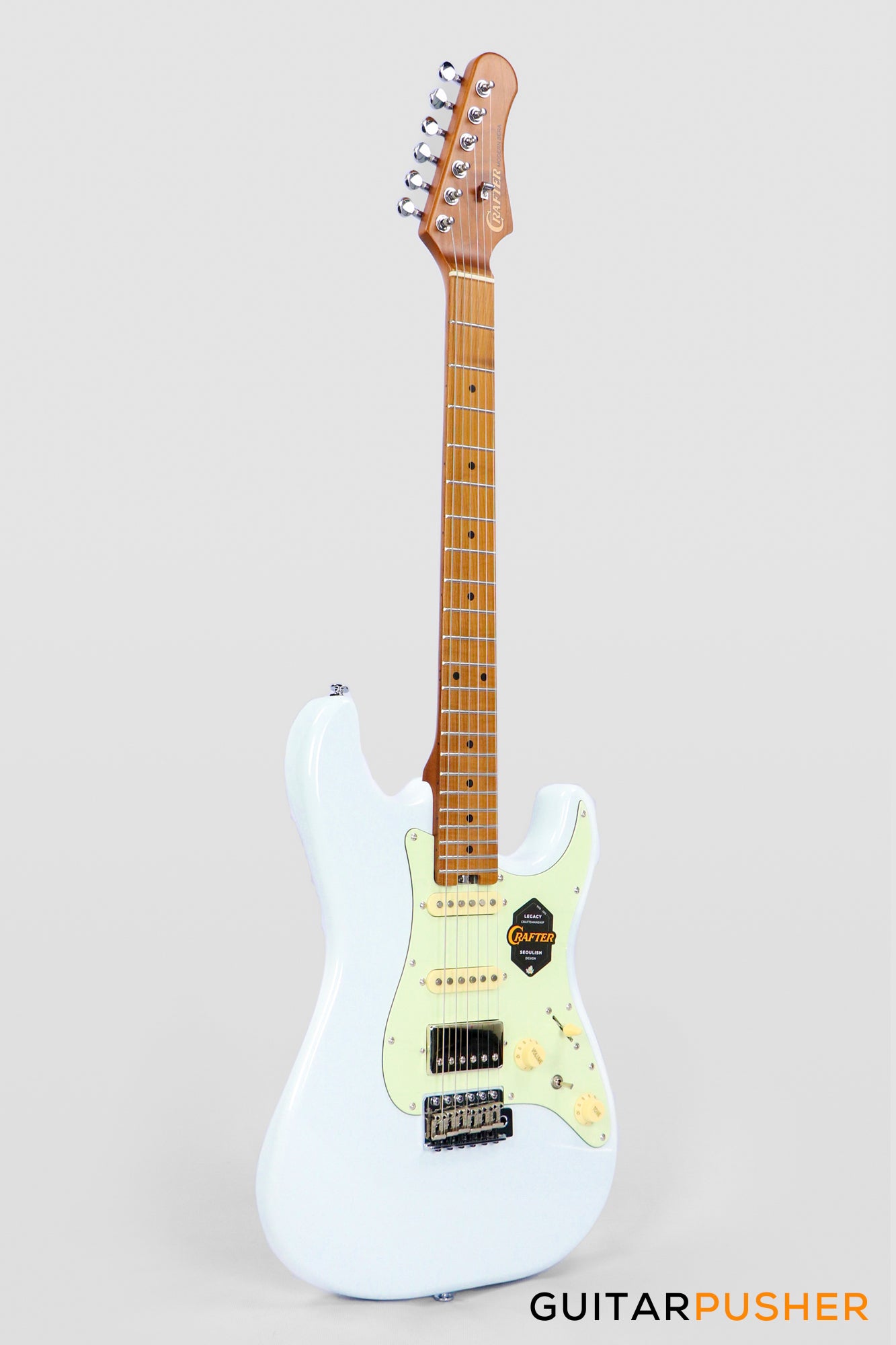 Crafter Guitars Modern Sera S VVS MP OW, S-Style Electric Guitar, Roasted Maple Neck/Roasted Maple Fingerboard, w/ Gig Bag - Olympic White