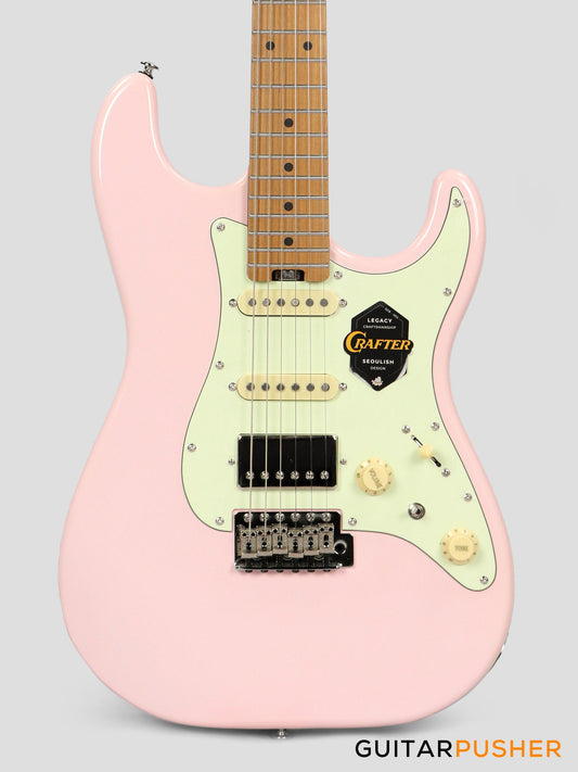 Crafter Guitars Modern Sera S VVS MP SP, S-Style Electric Guitar, Roasted Maple Neck/Roasted Maple Fingerboard, w/ Gig Bag - Seoul Pink