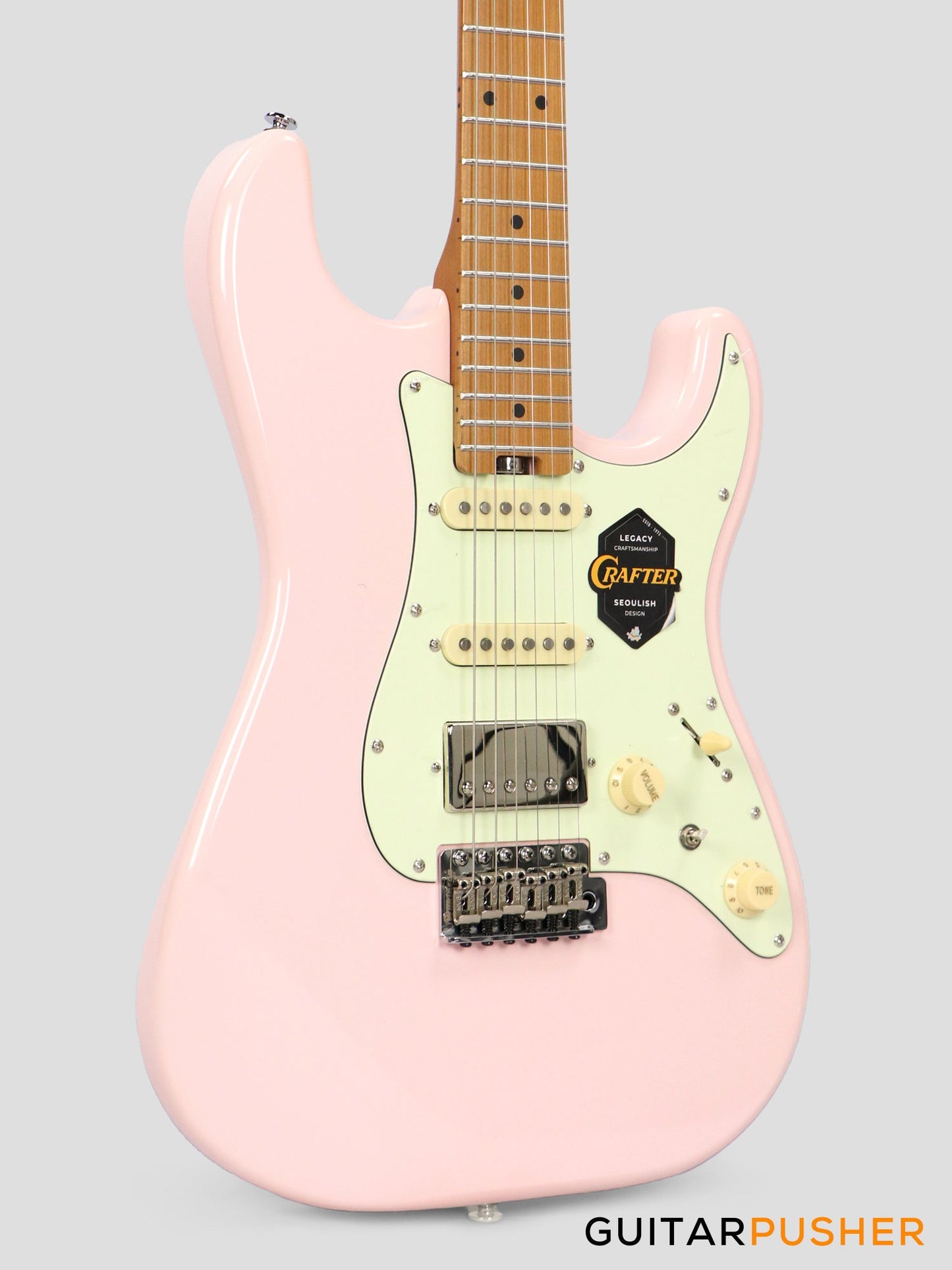 Crafter Guitars Modern Sera S VVS MP SP, S-Style Electric Guitar, Roasted Maple Neck/Roasted Maple Fingerboard, w/ Gig Bag - Seoul Pink