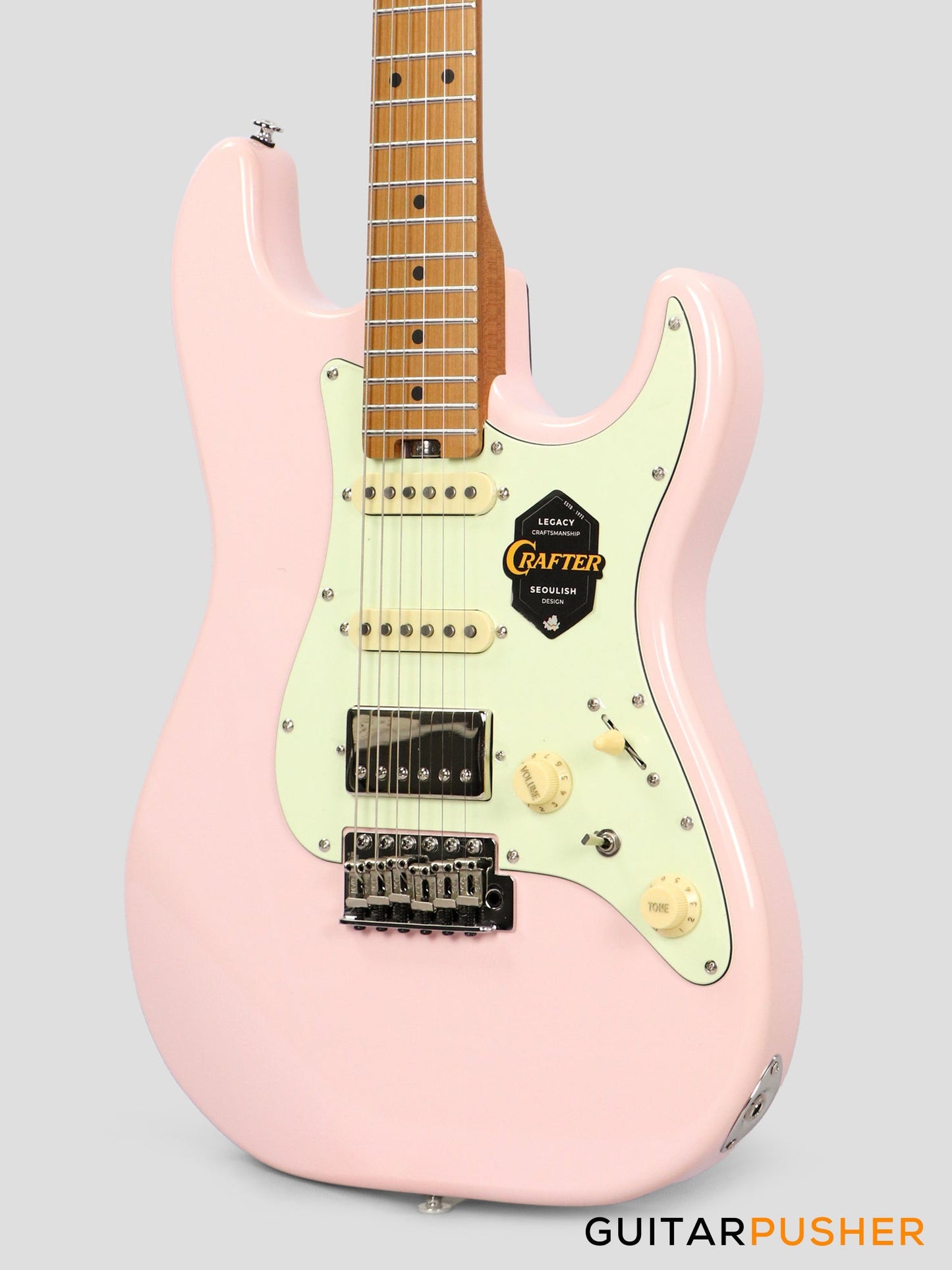 Crafter Guitars Modern Sera S VVS MP SP, S-Style Electric Guitar, Roasted Maple Neck/Roasted Maple Fingerboard, w/ Gig Bag - Seoul Pink