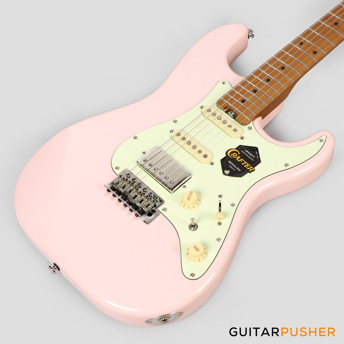 Crafter Guitars Modern Sera S VVS MP SP, S-Style Electric Guitar, Roasted Maple Neck/Roasted Maple Fingerboard, w/ Gig Bag - Seoul Pink