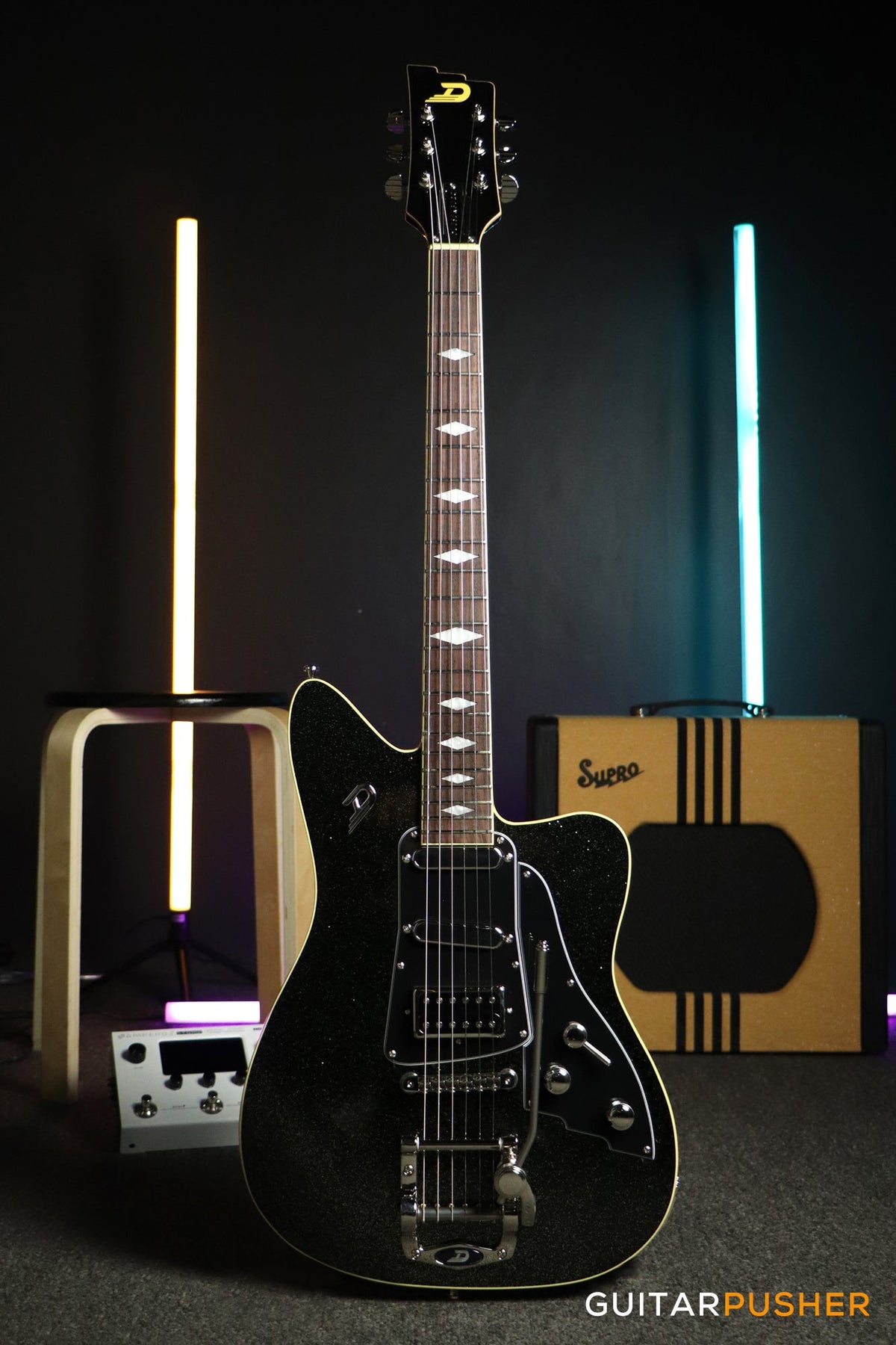 Duesenberg Guitars Paloma Electric Guitar (Black Sparkle) w/ Padded Gigbag