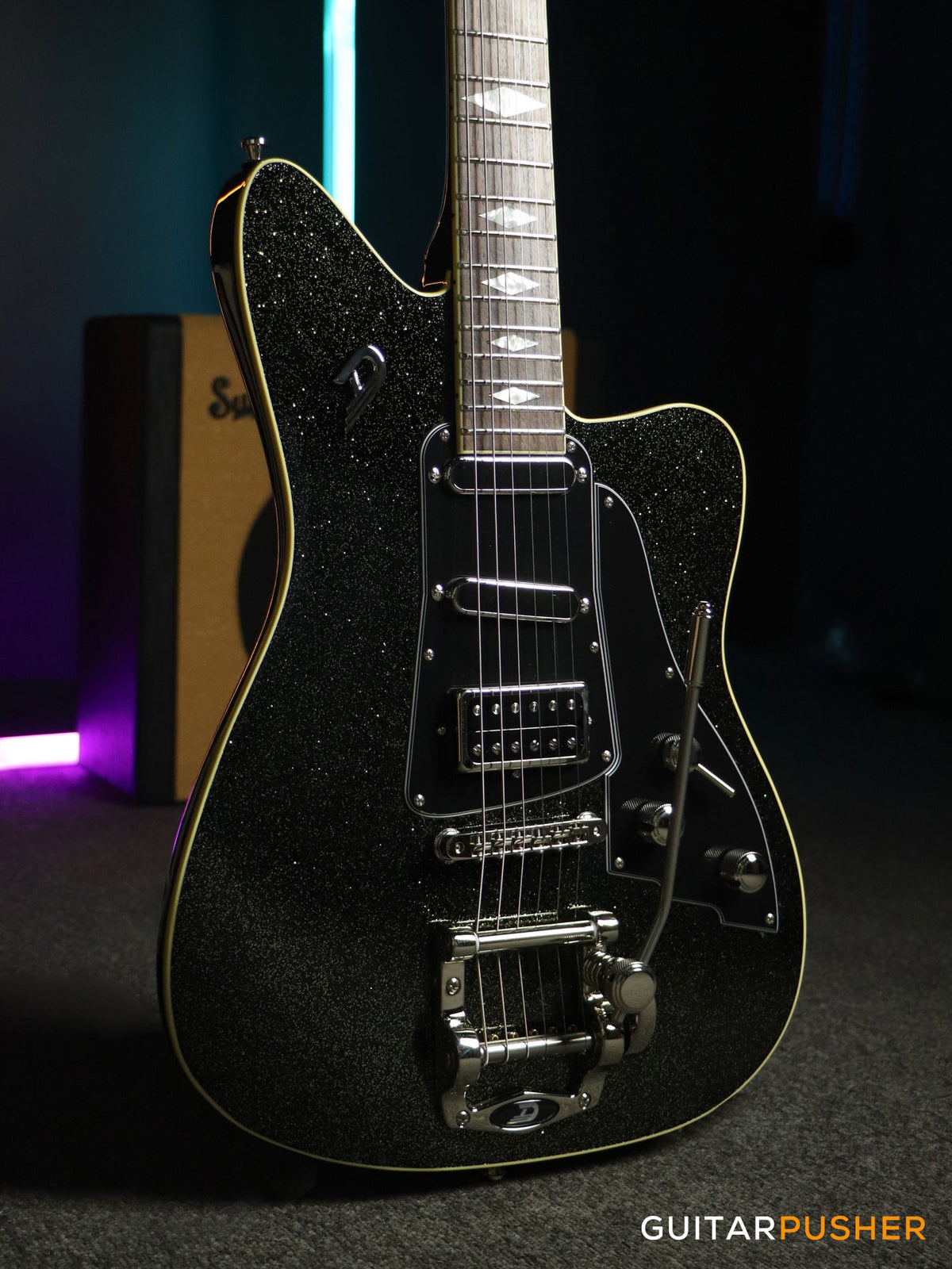 Duesenberg Guitars Paloma Electric Guitar (Black Sparkle) w/ Padded Gigbag