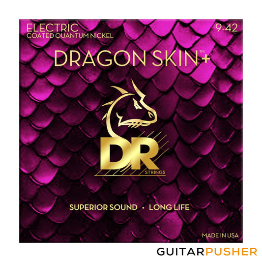 DR DEQ-9 Dragon Skin+ Micro-Thin Coated Light Electric Guitar Strings 9-42 (9 11 16 24 32 42)