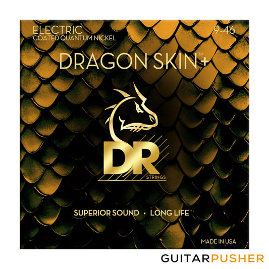 DR DEQ-9/46 Dragon Skin+ Micro-Thin Coated Light Medium Electric Guitar Strings 9-46 (9 11 16 26 36 46)