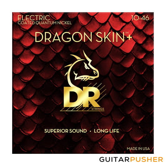 DR DEQ-10 Dragon Skin+ Micro-Thin Coated Medium Electric Guitar Strings 10-46 (10 13 17 26 36 46)