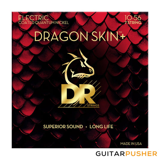 DR DEQ7-10 Dragon Skin+ Micro-Thin Coated 7-String Medium Electric Guitar Strings 10-56 (10 13 17 26 36 46 56)