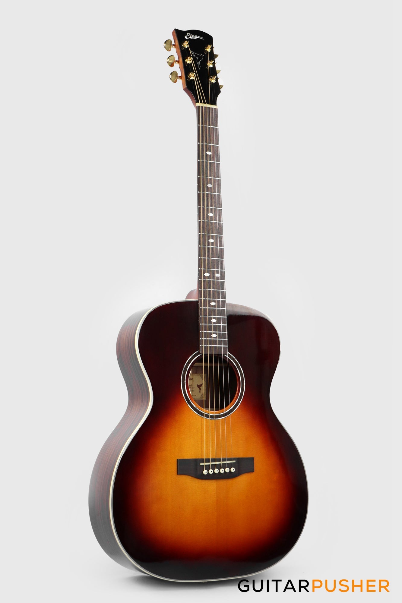 Elegee Katala Solid Sitka Spruce Top  OM Acoustic-Electric Guitar with Dual Pickup System - Honeyburst