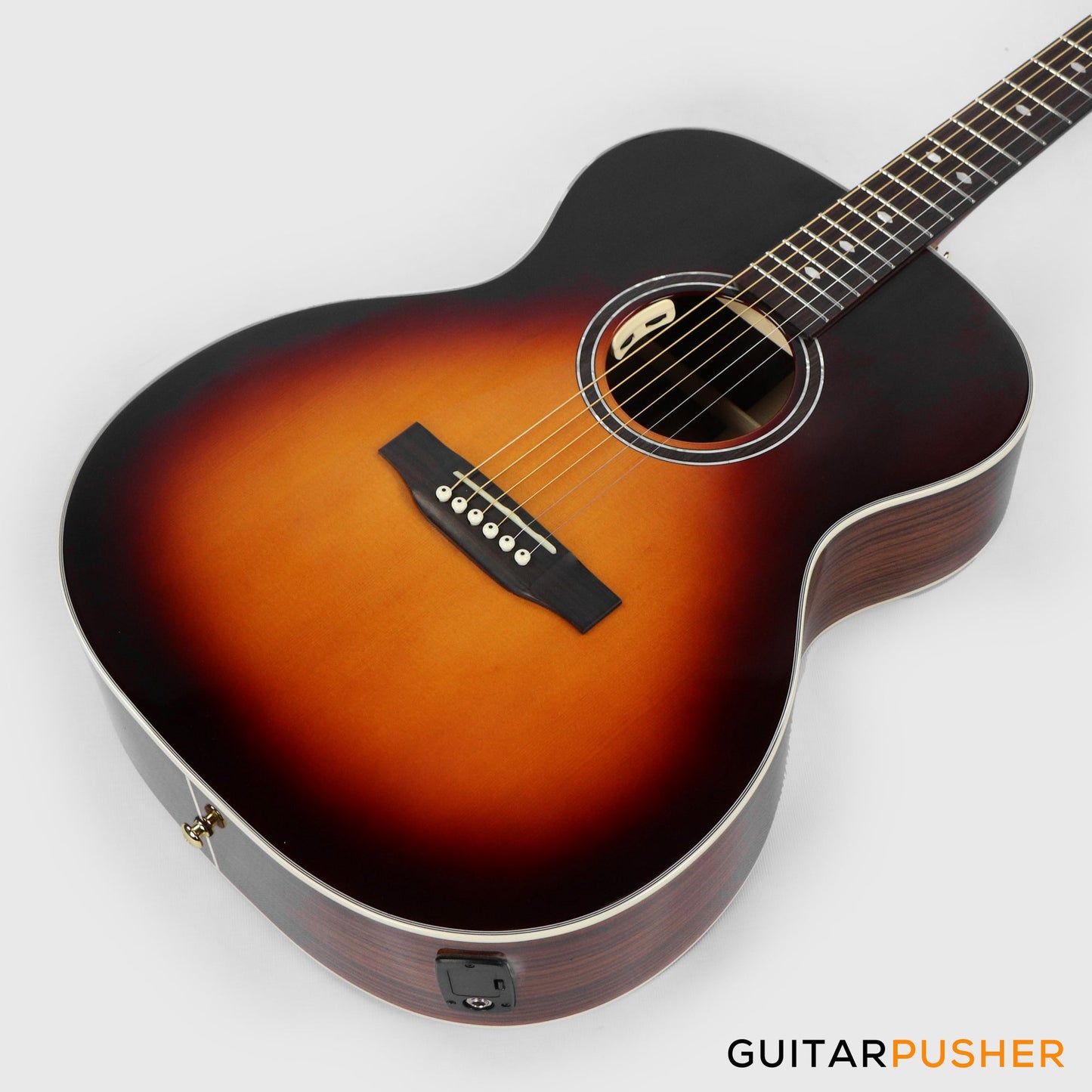 Elegee Katala Solid Sitka Spruce Top  OM Acoustic-Electric Guitar with Dual Pickup System - Honeyburst