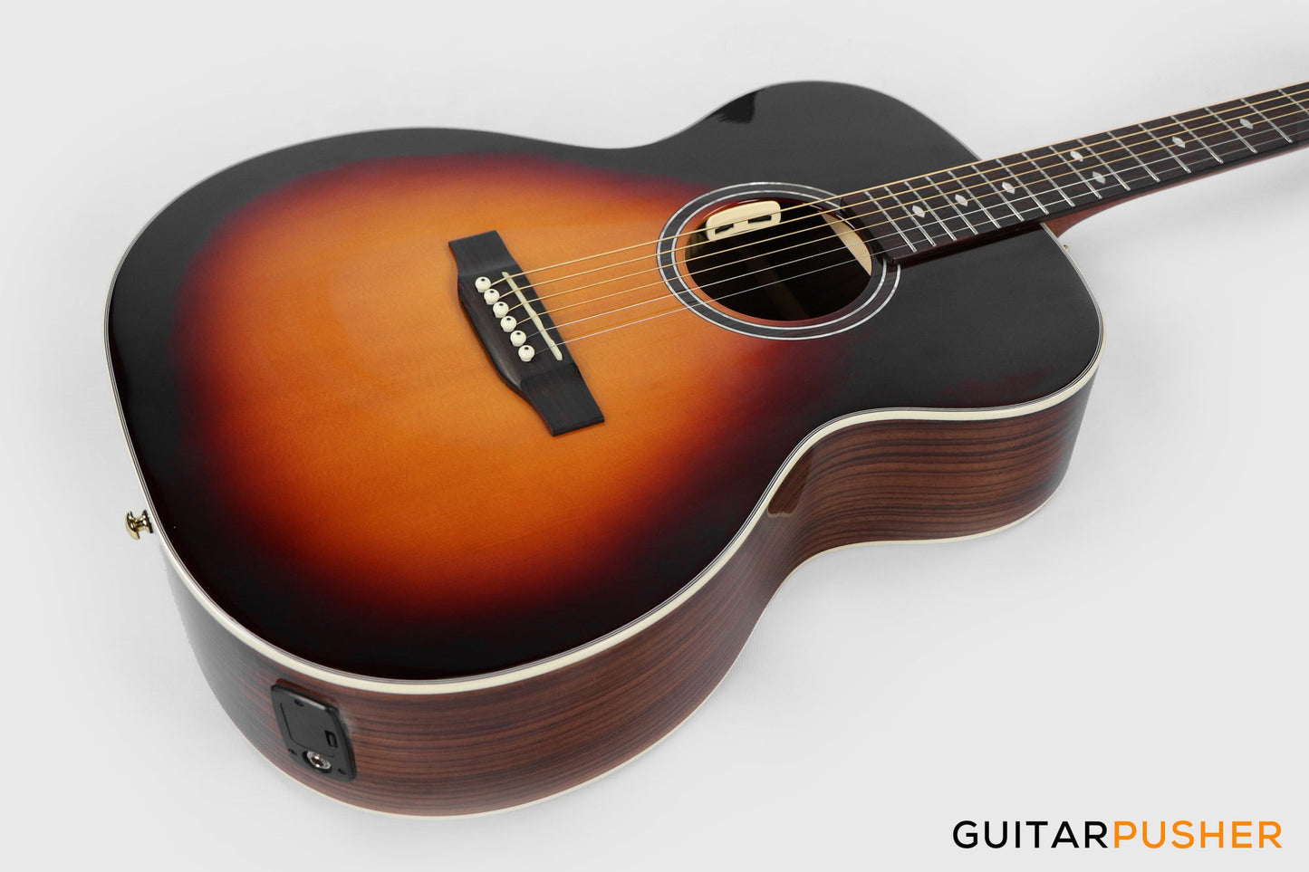 Elegee Katala Solid Sitka Spruce Top  OM Acoustic-Electric Guitar with Dual Pickup System - Honeyburst