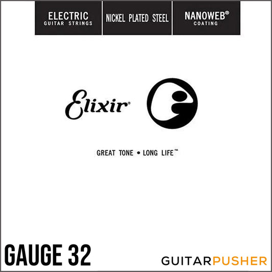 Elixir Electric Nickel Plated Steel Single Electric Guitar String with NANOWEB Coating - Gauge 32