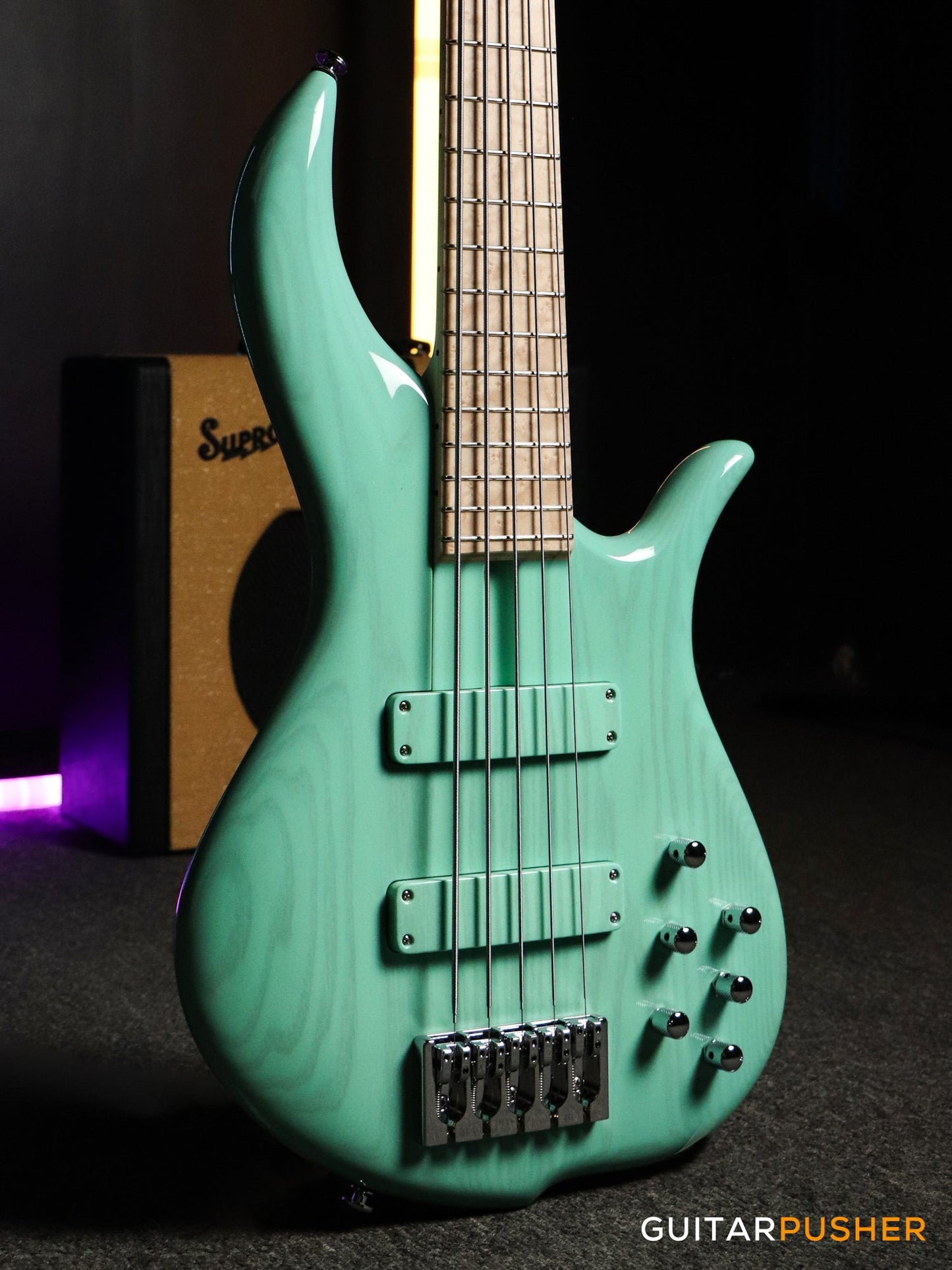 FBASS BN5 5-String Bass (Transparent Seafoam Green Gloss) - Ash Body, Birdseye Maple Fingerboard