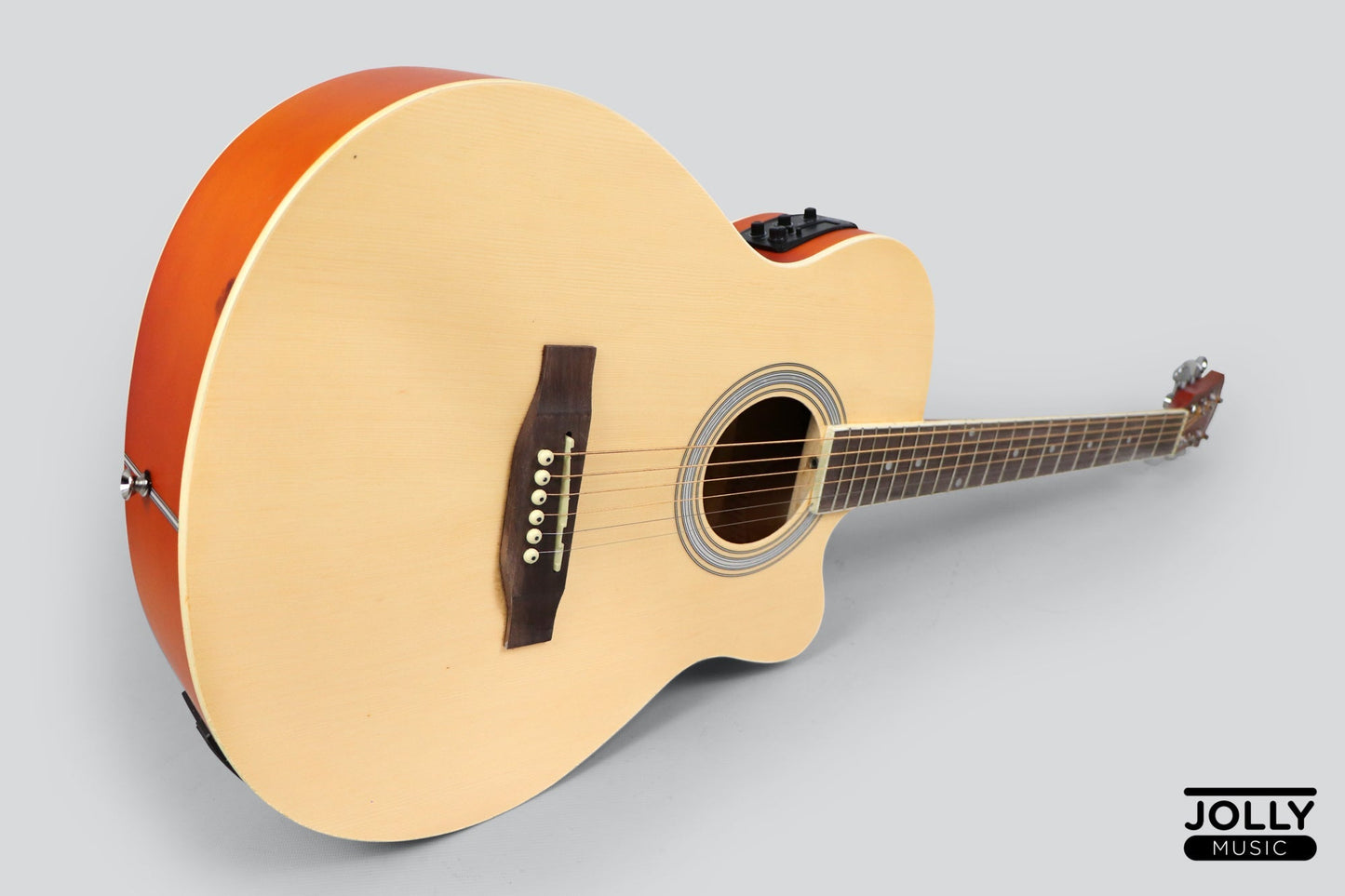 Caravan HS-4040 EQ Electric-Acoustic Guitar with FREE Gigbag and Pickup - Natural