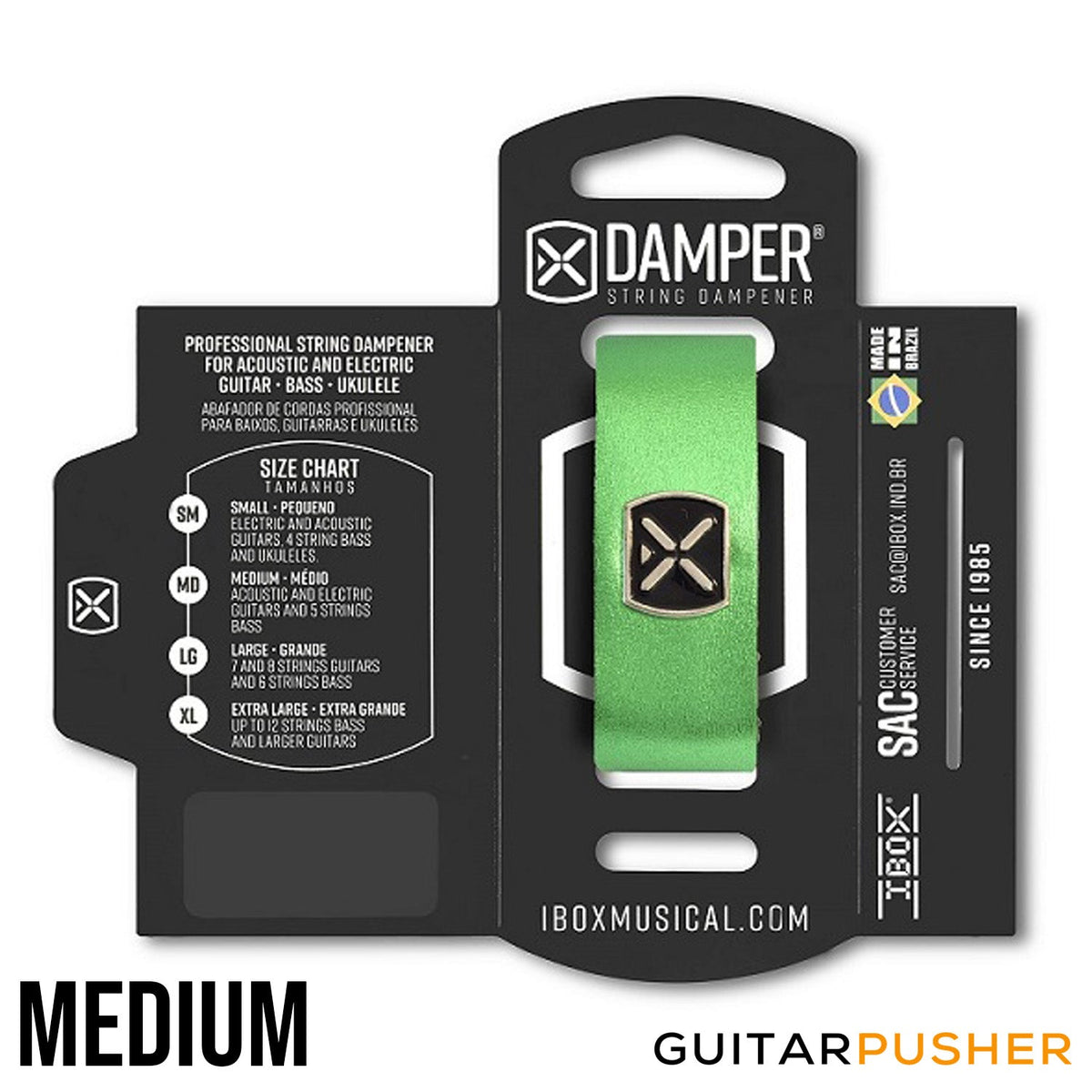 IBOX Brazil Leather & Iron Tag String Dampener/Muter (1pc) Metallic Green