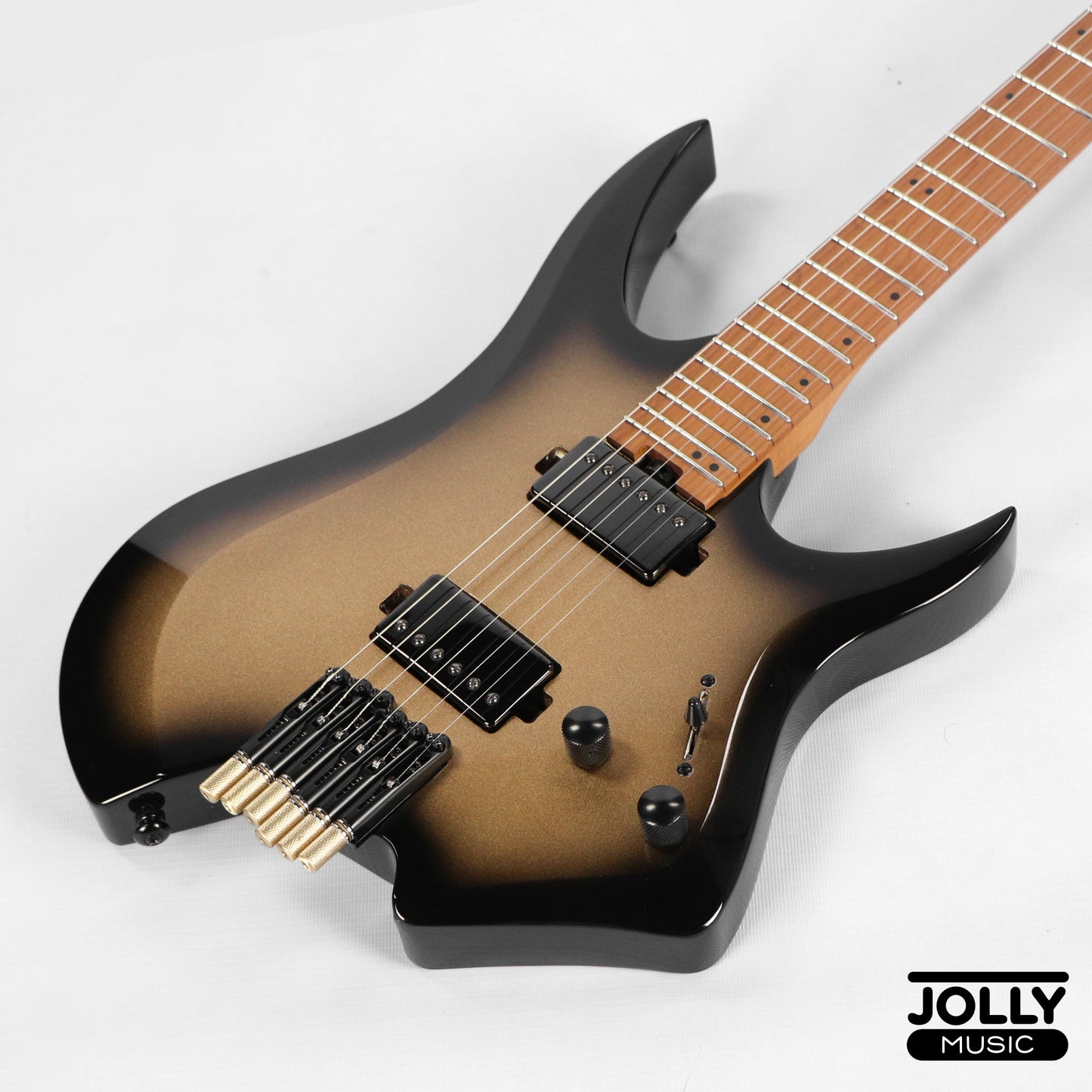 JCraft Aeon Headless Electric Guitar Fixed Bridge Stainless HEF-3 - Gold Burst Fade