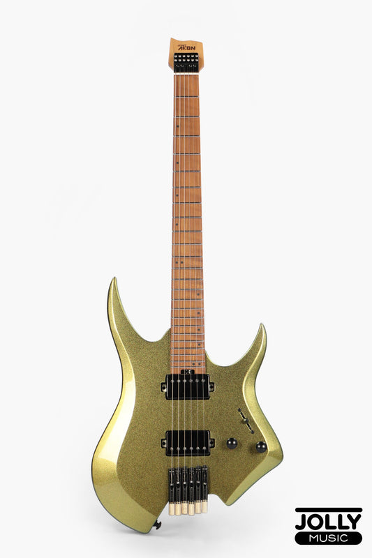 JCraft Aeon Headless Electric Guitar Fixed Bridge Stainless HEF-3 - Green Chameleon