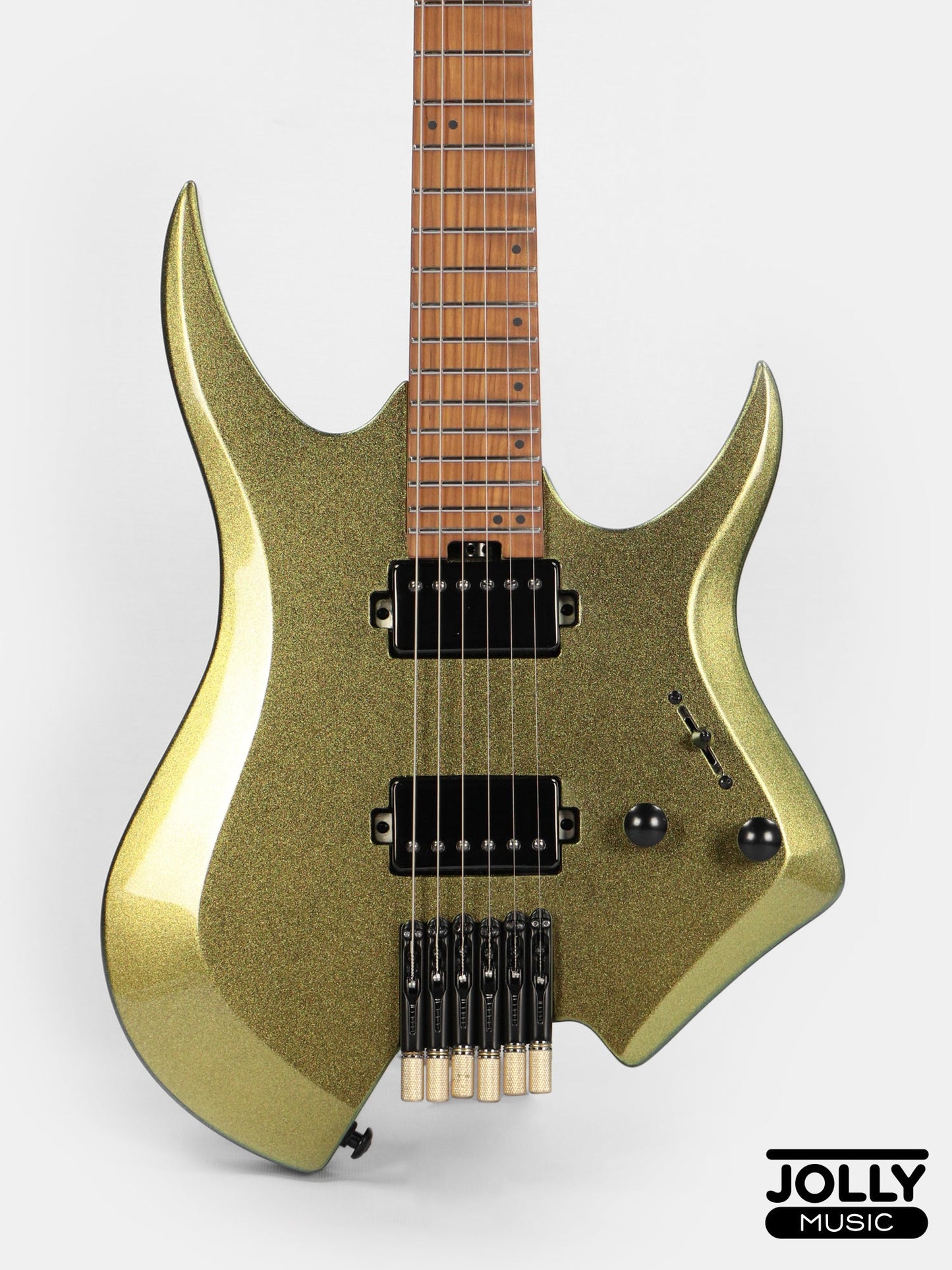 JCraft Aeon Headless Electric Guitar Fixed Bridge Stainless HEF-3 - Green Chameleon