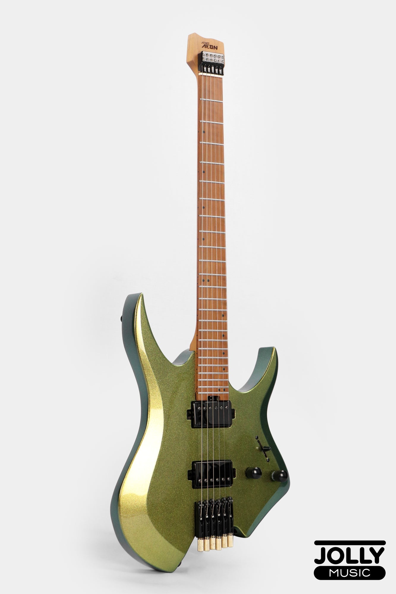 JCraft Aeon Headless Electric Guitar Fixed Bridge Stainless HEF-3 - Green Chameleon
