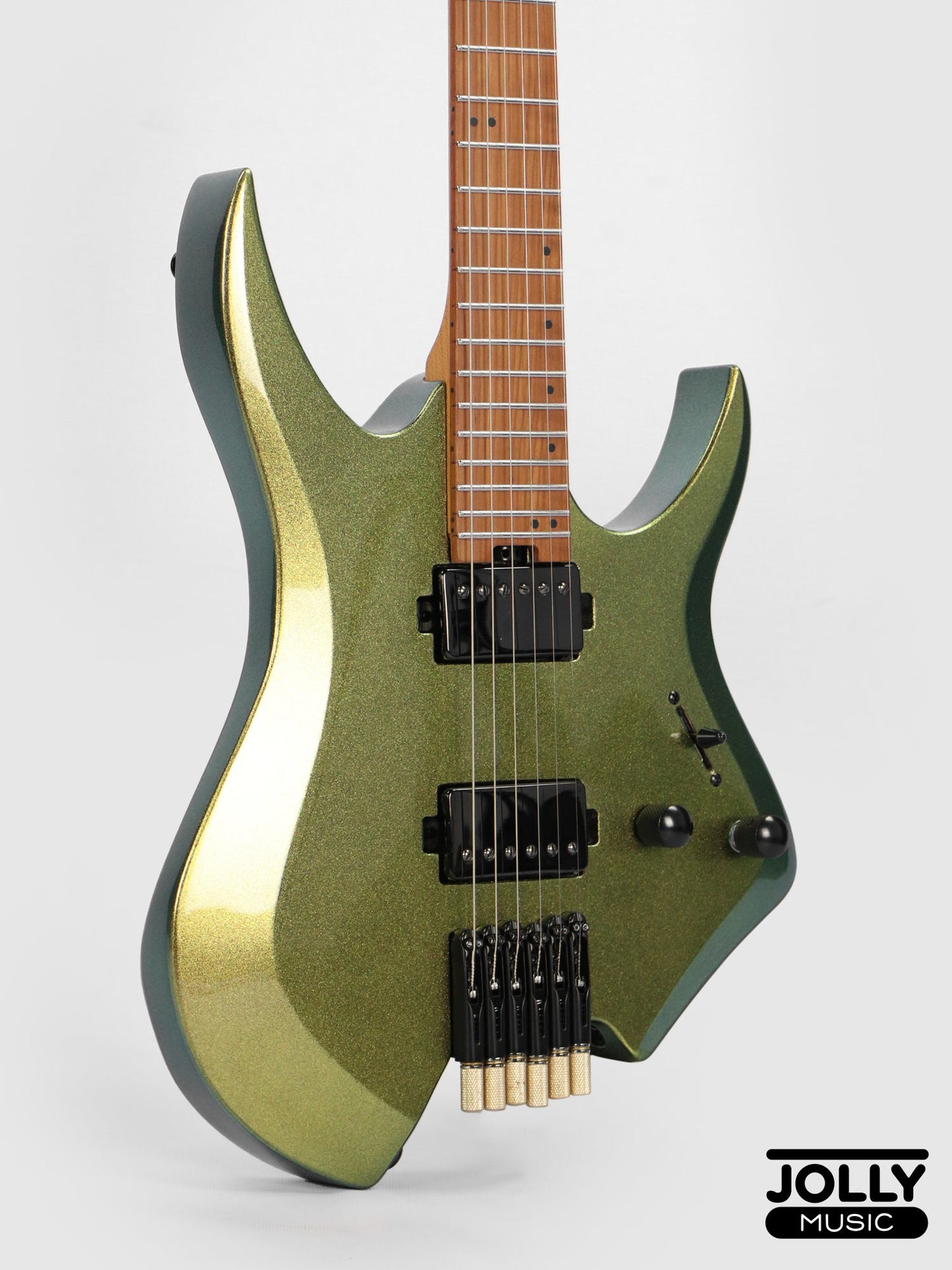 JCraft Aeon Headless Electric Guitar Fixed Bridge Stainless HEF-3 - Green Chameleon