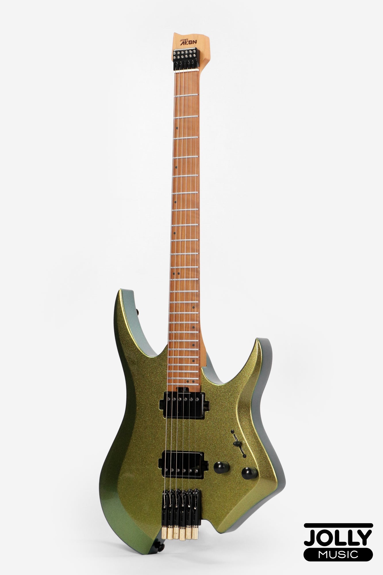 JCraft Aeon Headless Electric Guitar Fixed Bridge Stainless HEF-3 - Green Chameleon