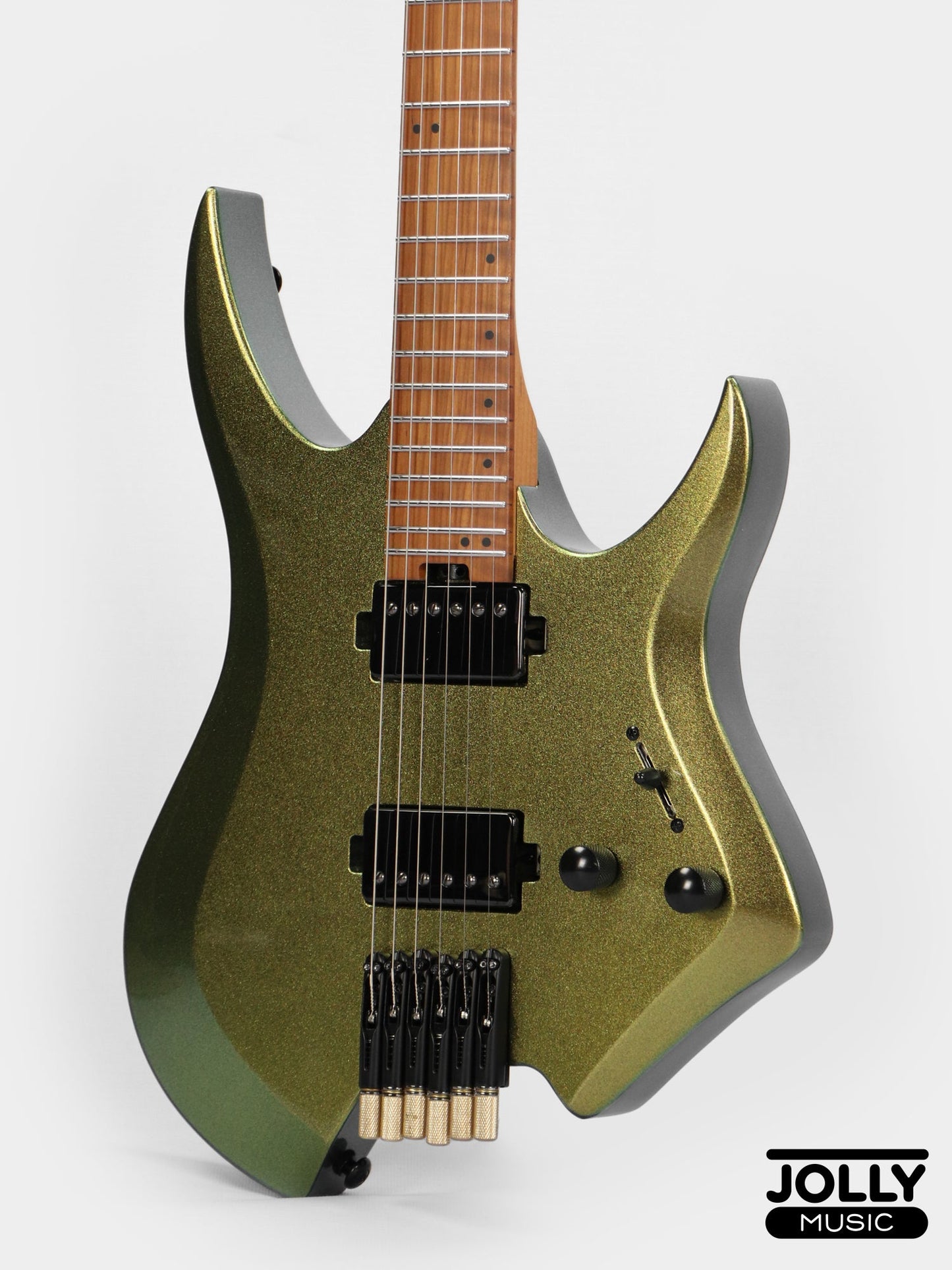 JCraft Aeon Headless Electric Guitar Fixed Bridge Stainless HEF-3 - Green Chameleon