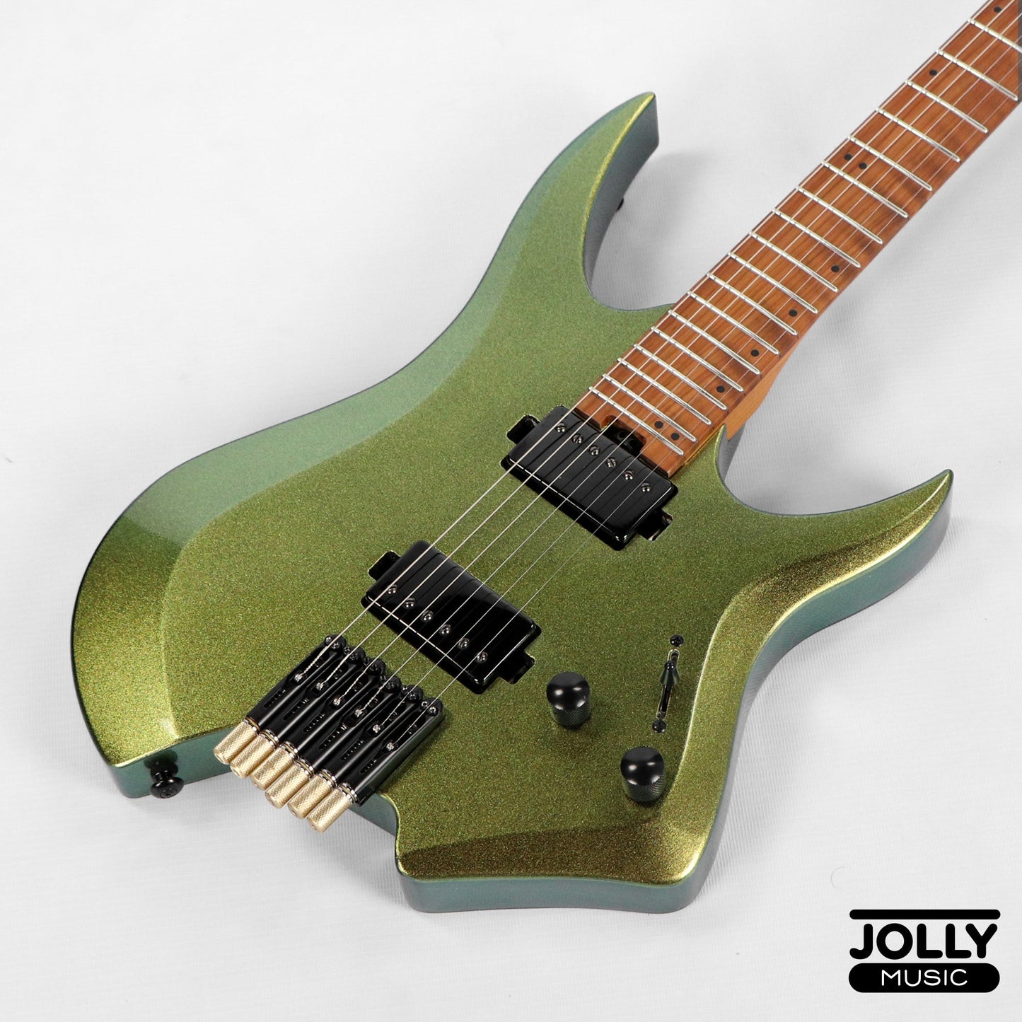 JCraft Aeon Headless Electric Guitar Fixed Bridge Stainless HEF-3 - Green Chameleon