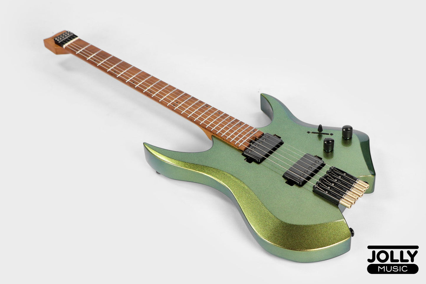 JCraft Aeon Headless Electric Guitar Fixed Bridge Stainless HEF-3 - Green Chameleon