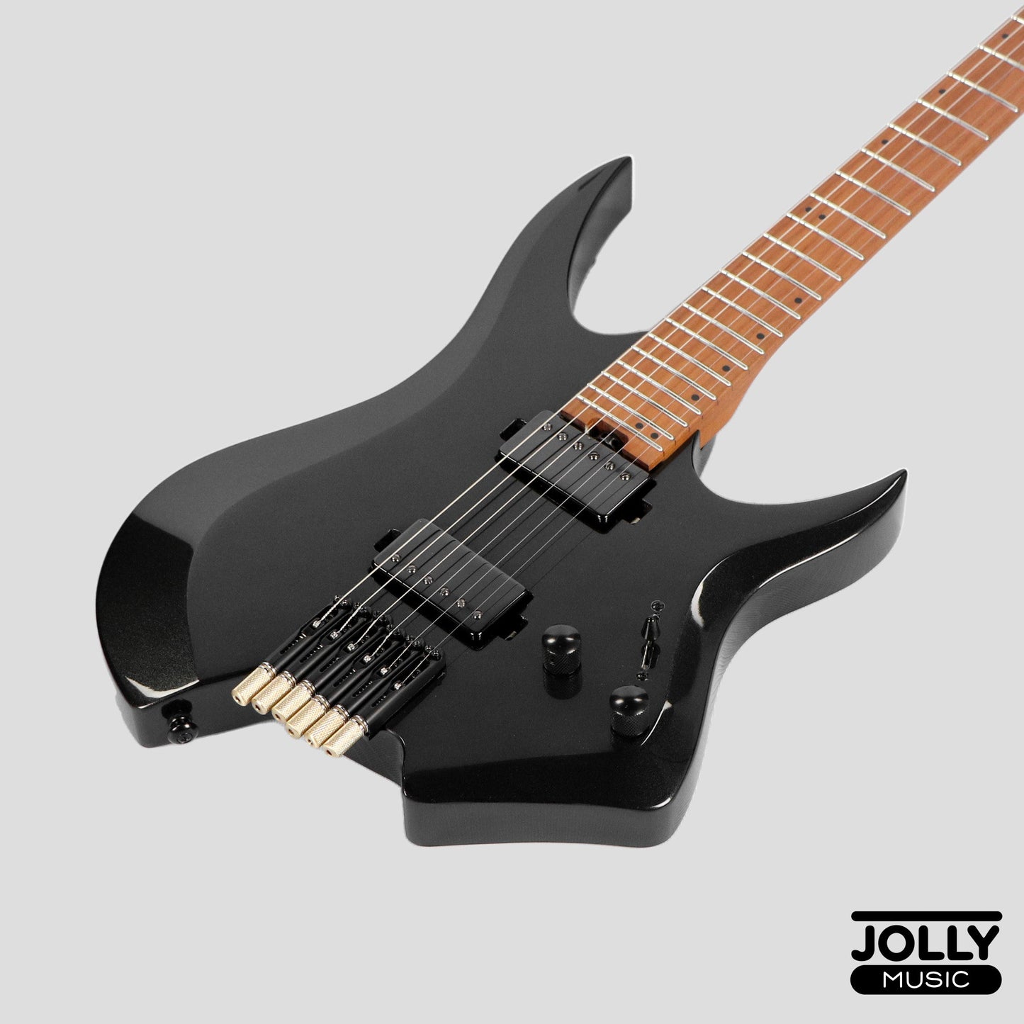 JCraft Aeon Headless Electric Guitar Fixed Bridge Stainless HEF-3 - Metallic Black