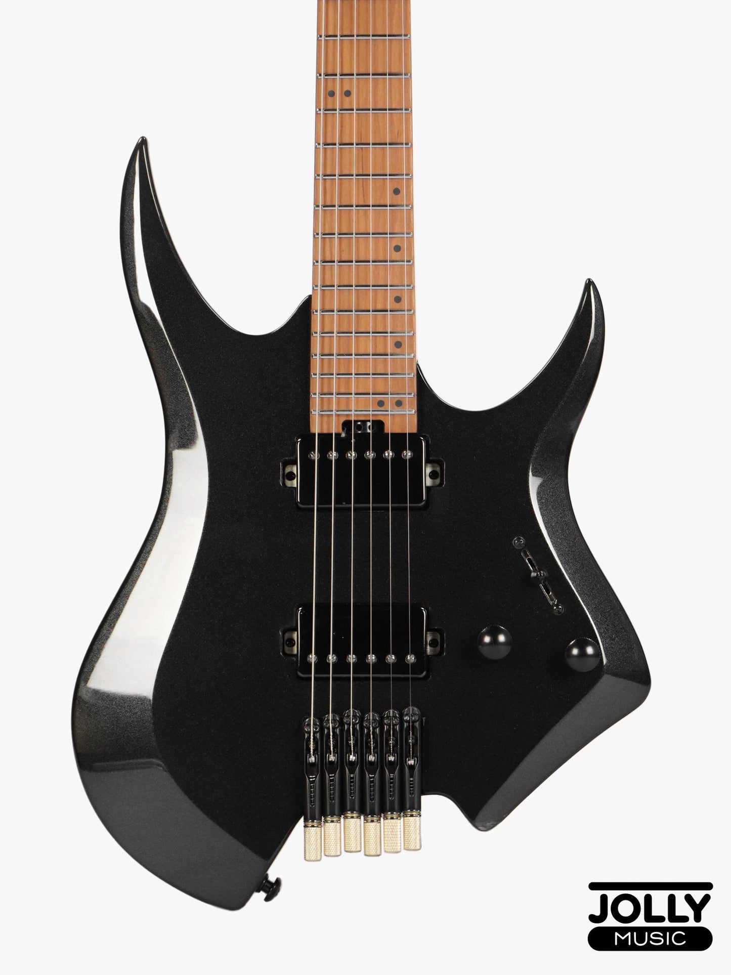 JCraft Aeon Headless Electric Guitar Fixed Bridge Stainless HEF-3 - Metallic Black