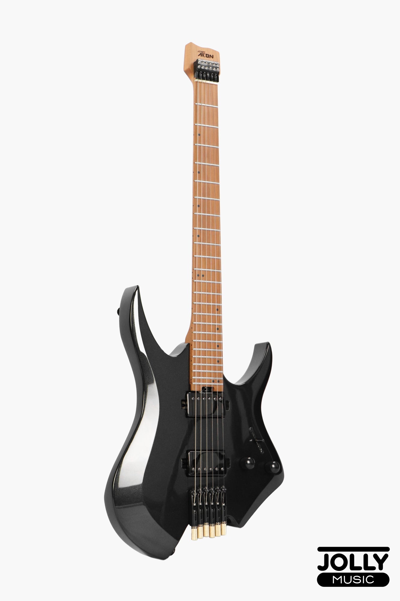 JCraft Aeon Headless Electric Guitar Fixed Bridge Stainless HEF-3 - Metallic Black