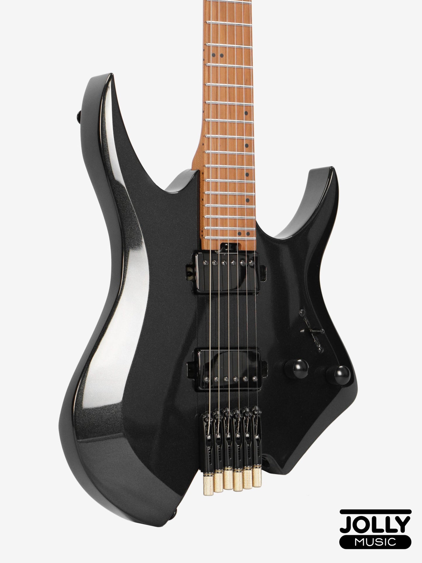 JCraft Aeon Headless Electric Guitar Fixed Bridge Stainless HEF-3 - Metallic Black