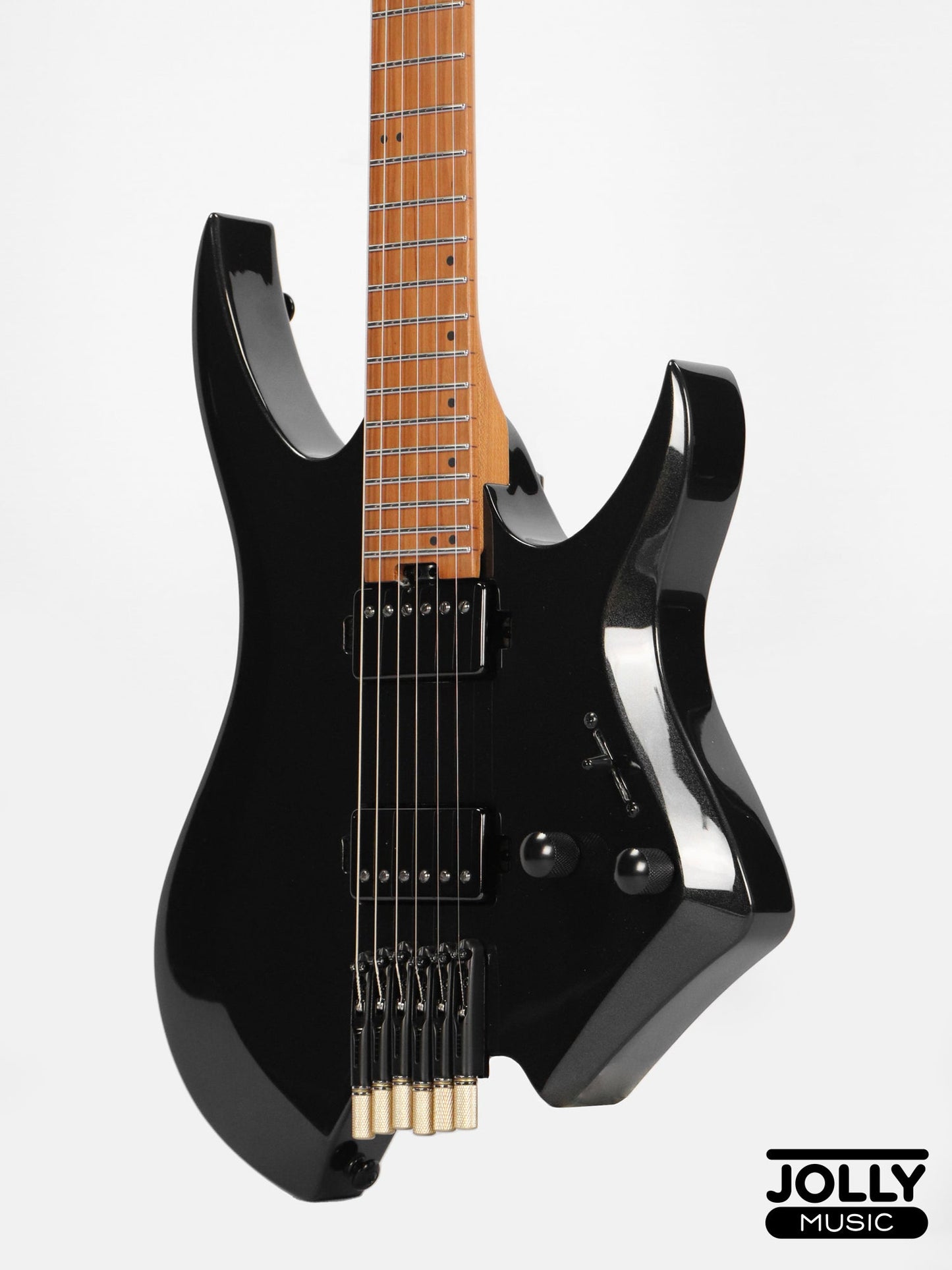 JCraft Aeon Headless Electric Guitar Fixed Bridge Stainless HEF-3 - Metallic Black