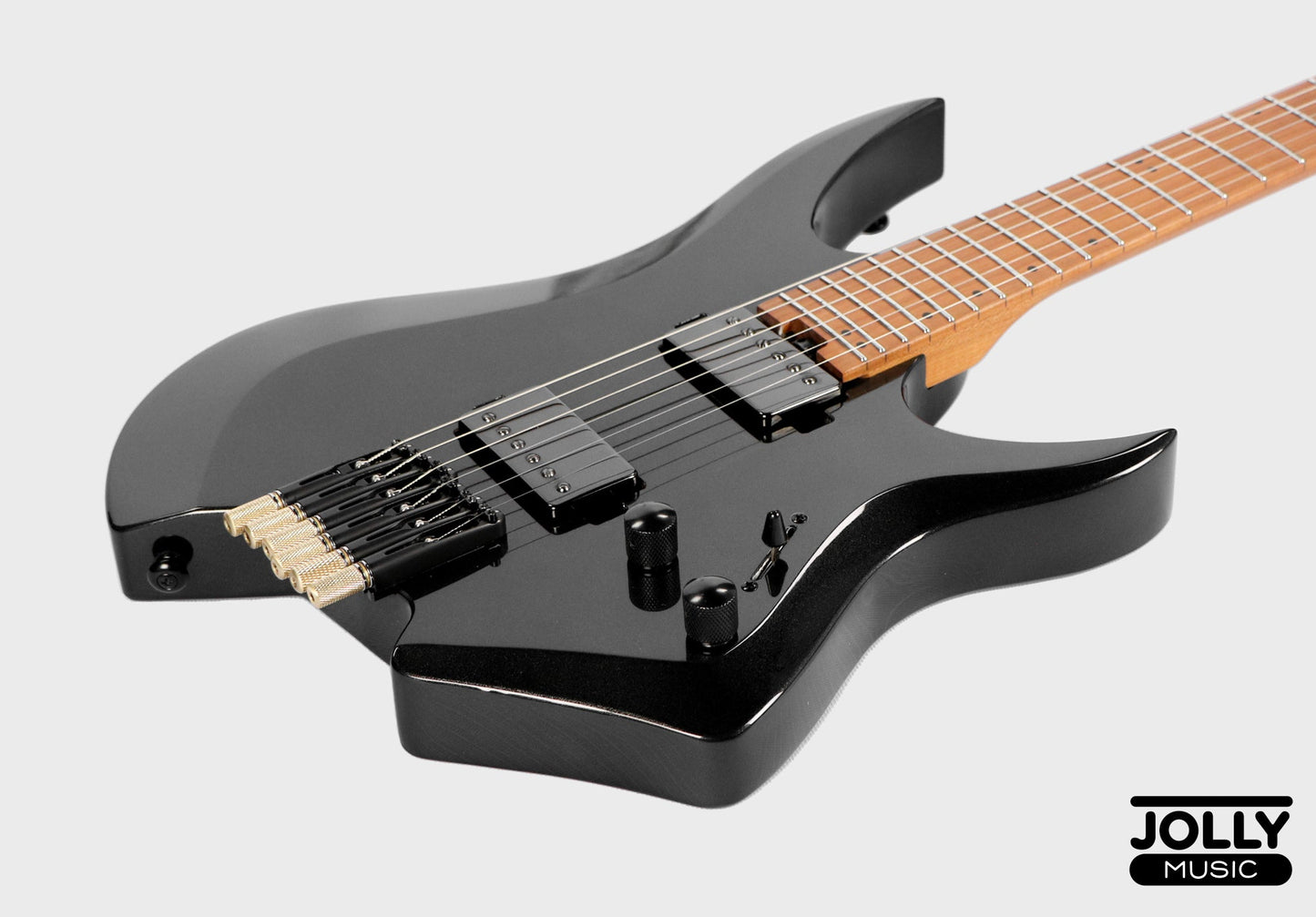 JCraft Aeon Headless Electric Guitar Fixed Bridge Stainless HEF-3 - Metallic Black