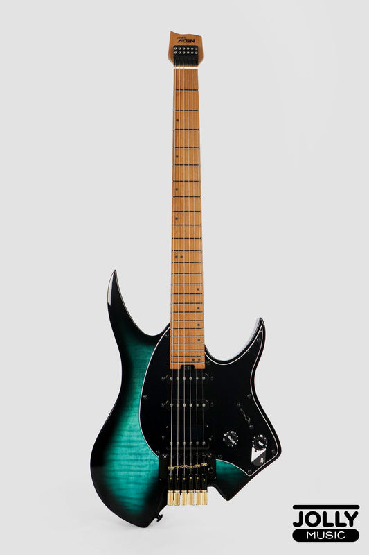 JCraft Aeon Headless Fusion HSS Electric Guitar HTP-3 - Blue Flame (Veneer)