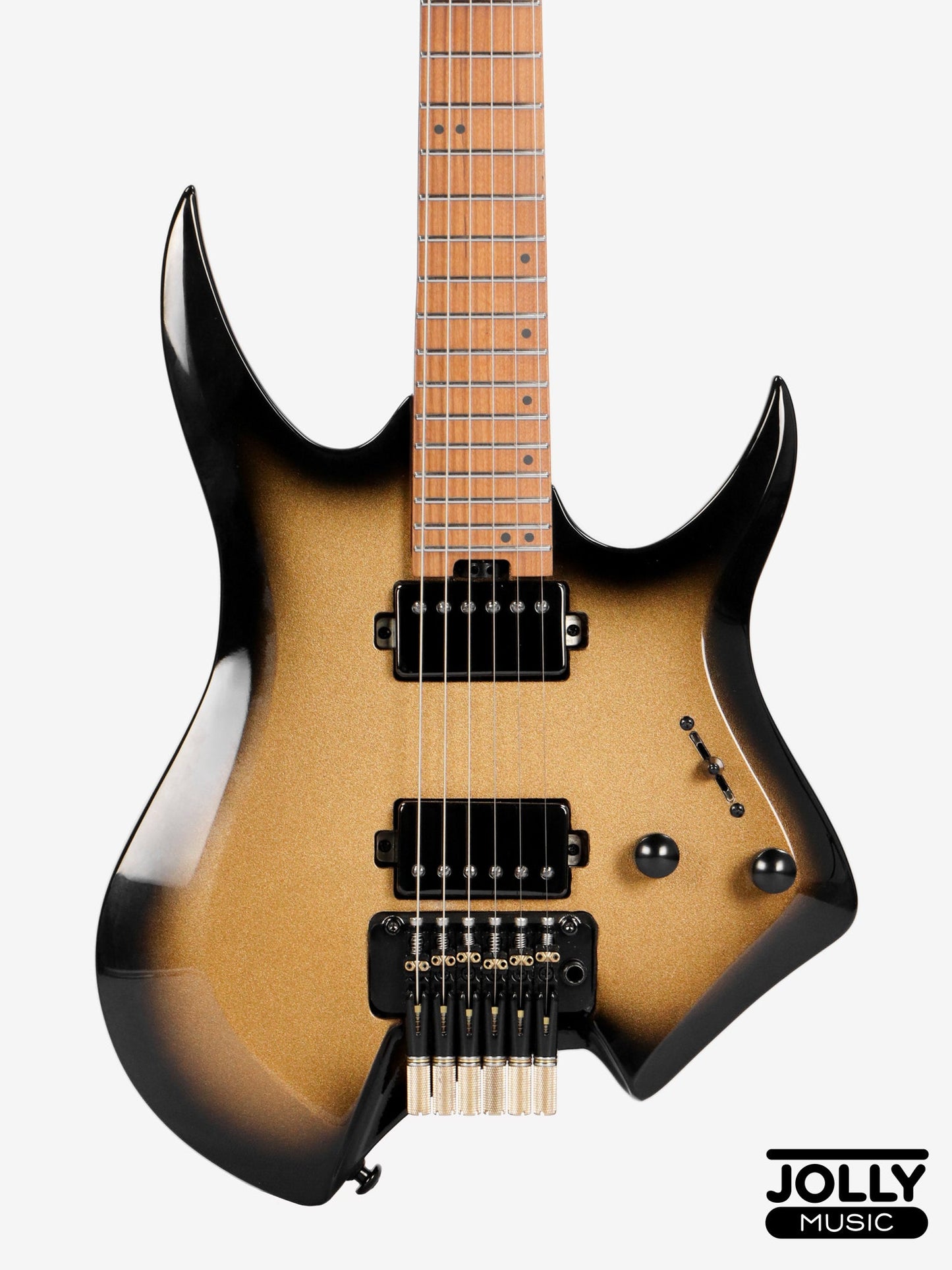 JCraft Aeon Headless Electric Guitar Locking Tremolo Stainless HTR-3 - Gold Burst Fade